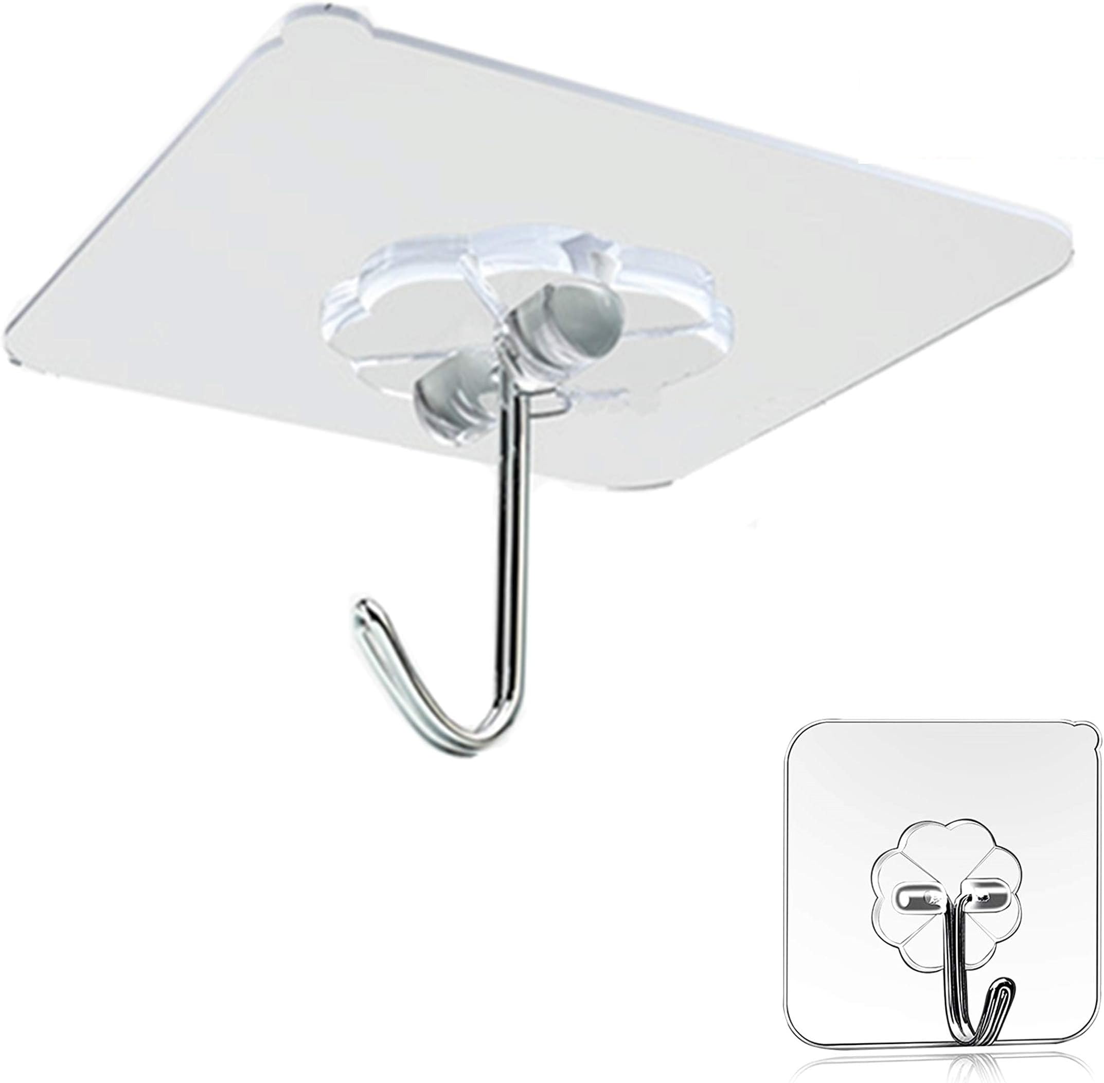 KK5 Adhesive Wall Hooks Hangers Heavy Duty 13 Pounds Sticky Hooks for Hanging for Kitchen Livingroom Bedroom Student Dormitory Stainless Steel Ceiling Hanger