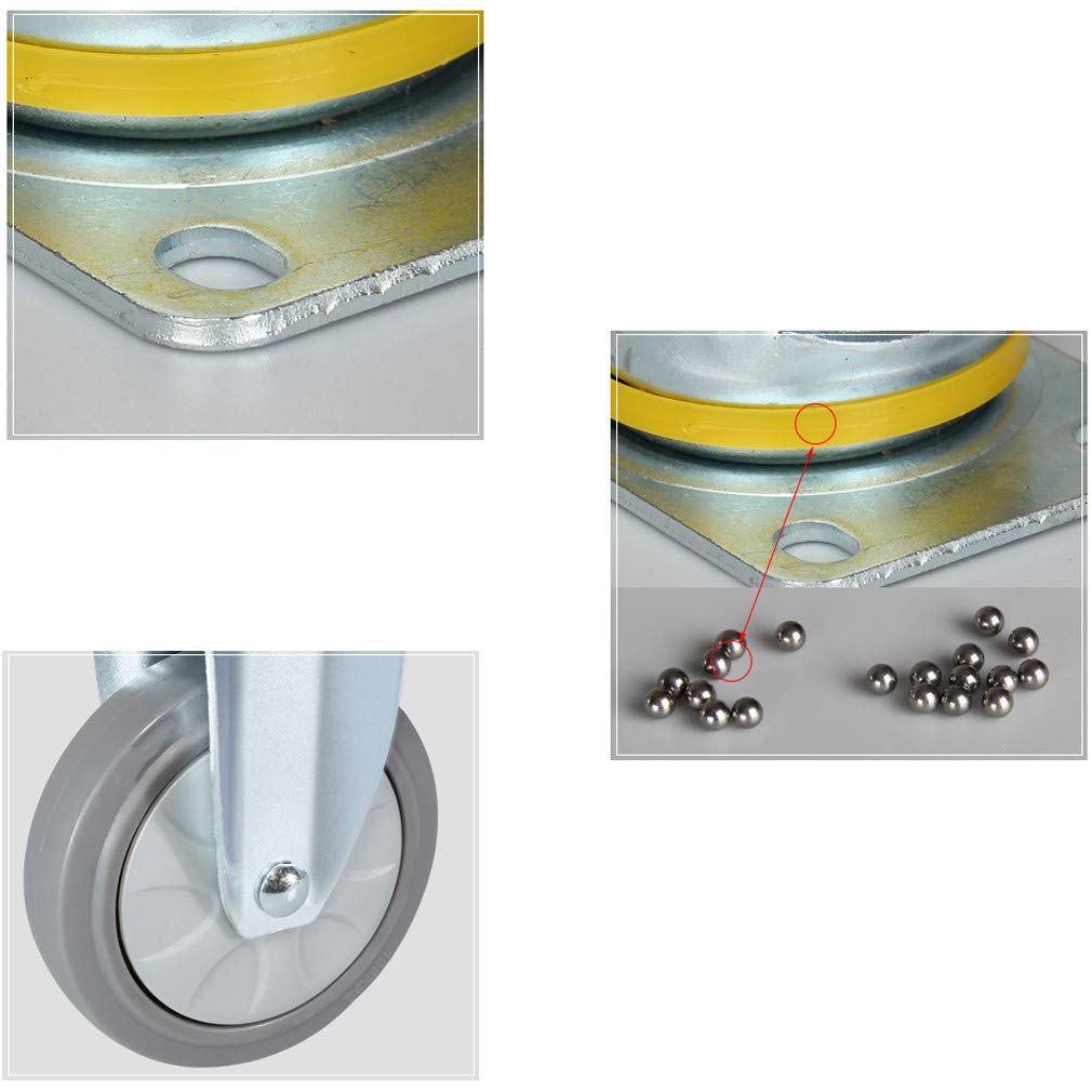 4 Ruedas giratorias de Alta Resistencia con Doble Bloqueo, Placa Superior de 360°, Caucho TPR Gris, sin Ruido, Doble rodamiento de Bolas, carros y Muebles (4 Pulgadas).