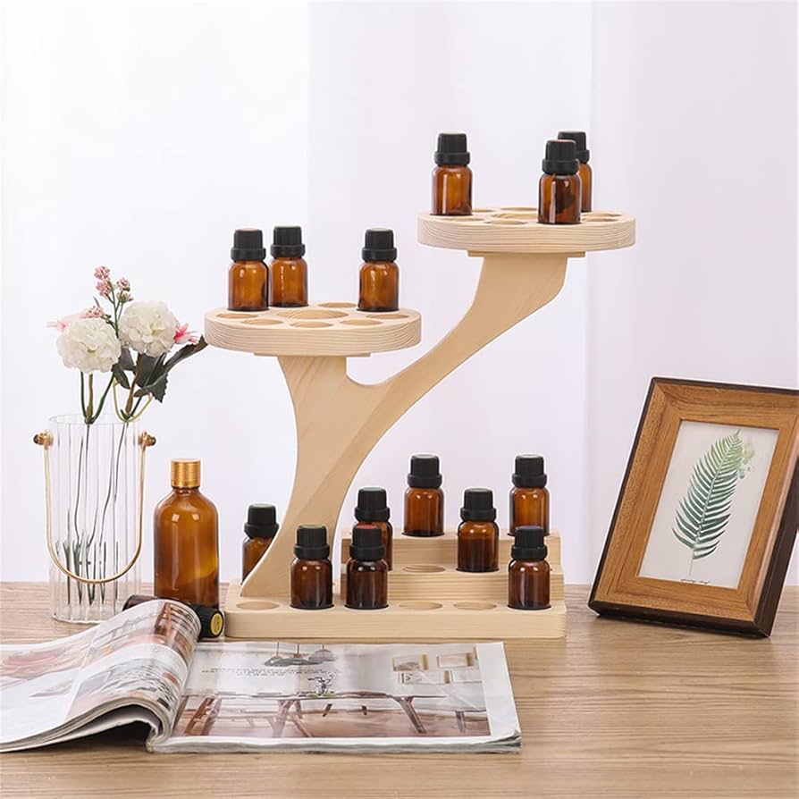 Amazon.co.jp: tonntyann 木製 アロマオイルスタンド 34本用 大