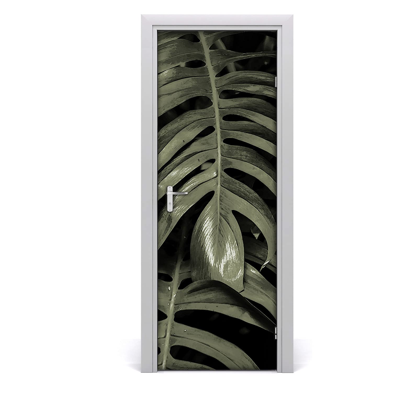Papier peint sur la porte étanche et lavable - Décoration Monstera 77x200
