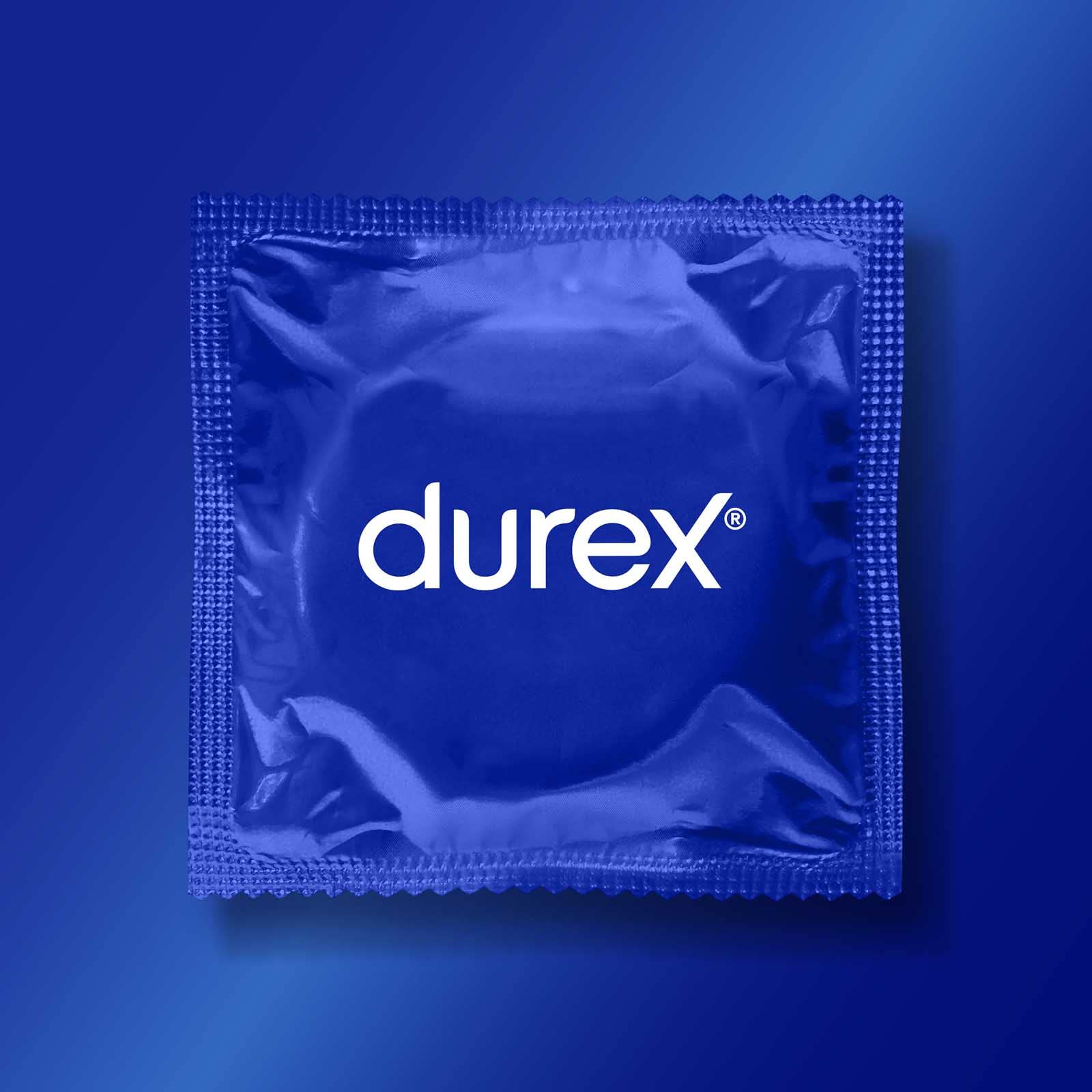 Durex Sync Preservativi Uomo Lattice Gomma Naturale Extra Lubrificati Forma Easy-On con Serbatoio e Rilievi Stimolanti Vestibilità Regular Spesso - 4 Confezioni da 10 Profilattici