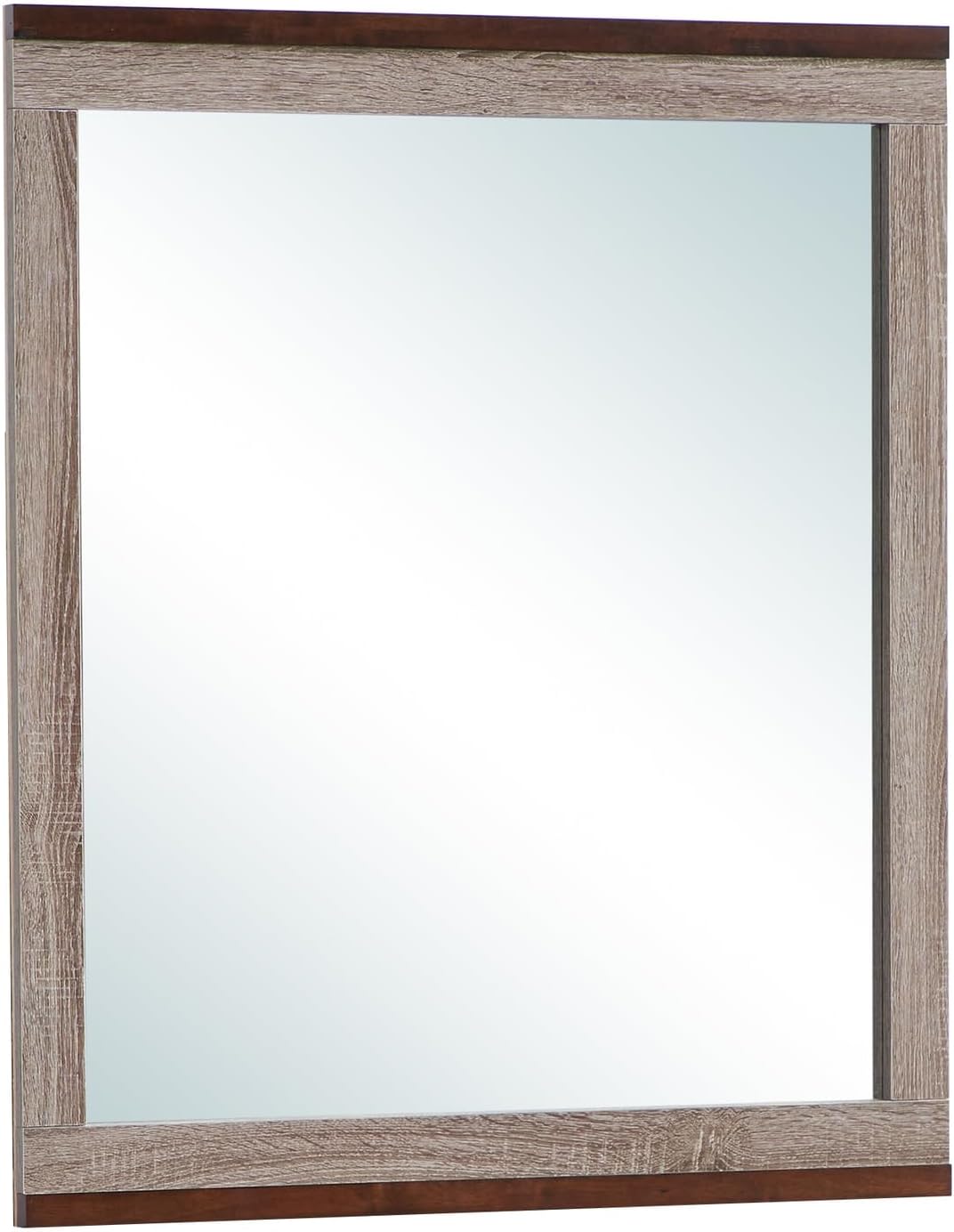 HomeStock Rustic Wall Mirror - Gray Brown Accent Mirror for Living Room, Bedroom, Bathroom Decor