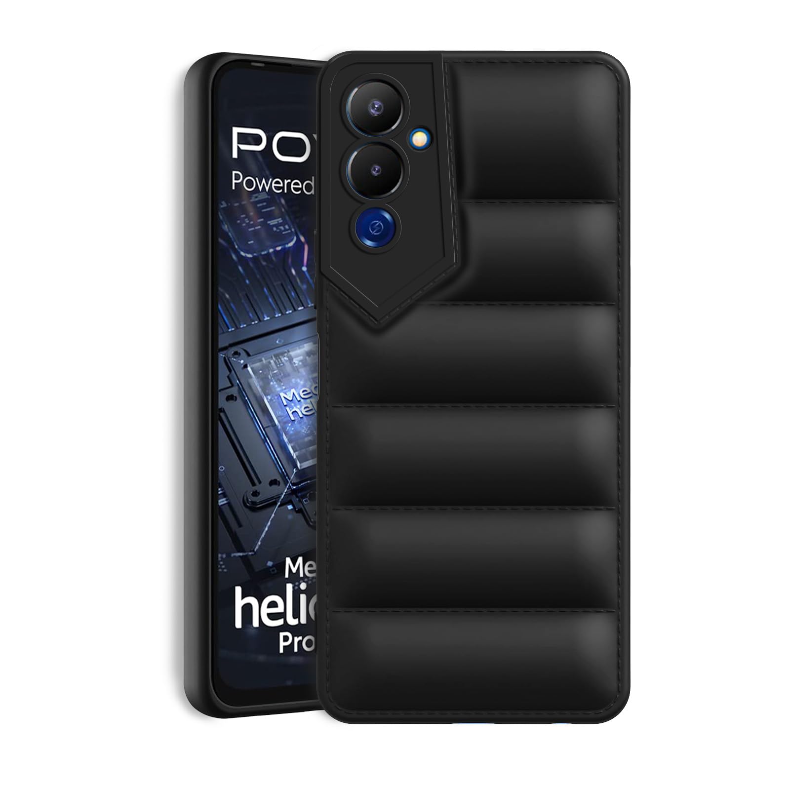 Amazon Brand - Solimo Puffer Case Camera Protection Soft Back Cover for Tecno Pova 4 - Black (B0CV564WWN) Amazon Price History, Amazon Price Tracker