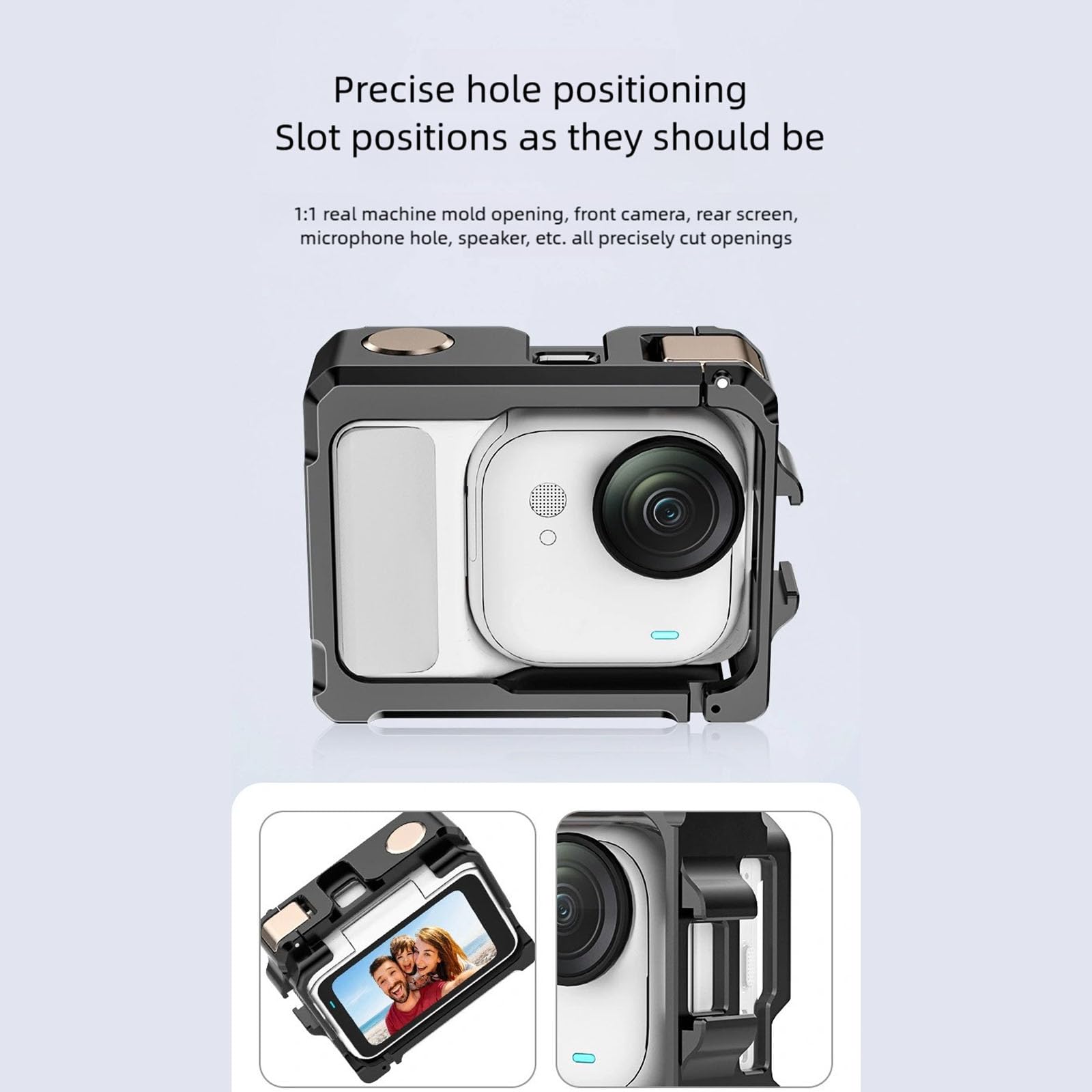 Supporto multifunzionale in alluminio per fotocamere indossabili con doppio supporto per accessori 1/4 filettatura treppiede Doppia gabbia per fotocamera con attacco a scarpa fredda