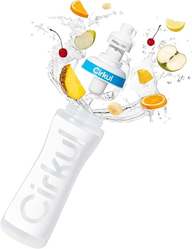 Miniatura 14 de Cirkul Botella de agua de plástico gris de 22 onzas y tapa deportiva, sin BPA, diseño antideslizante para gimnasio, ciclismo y deportes con cartucho