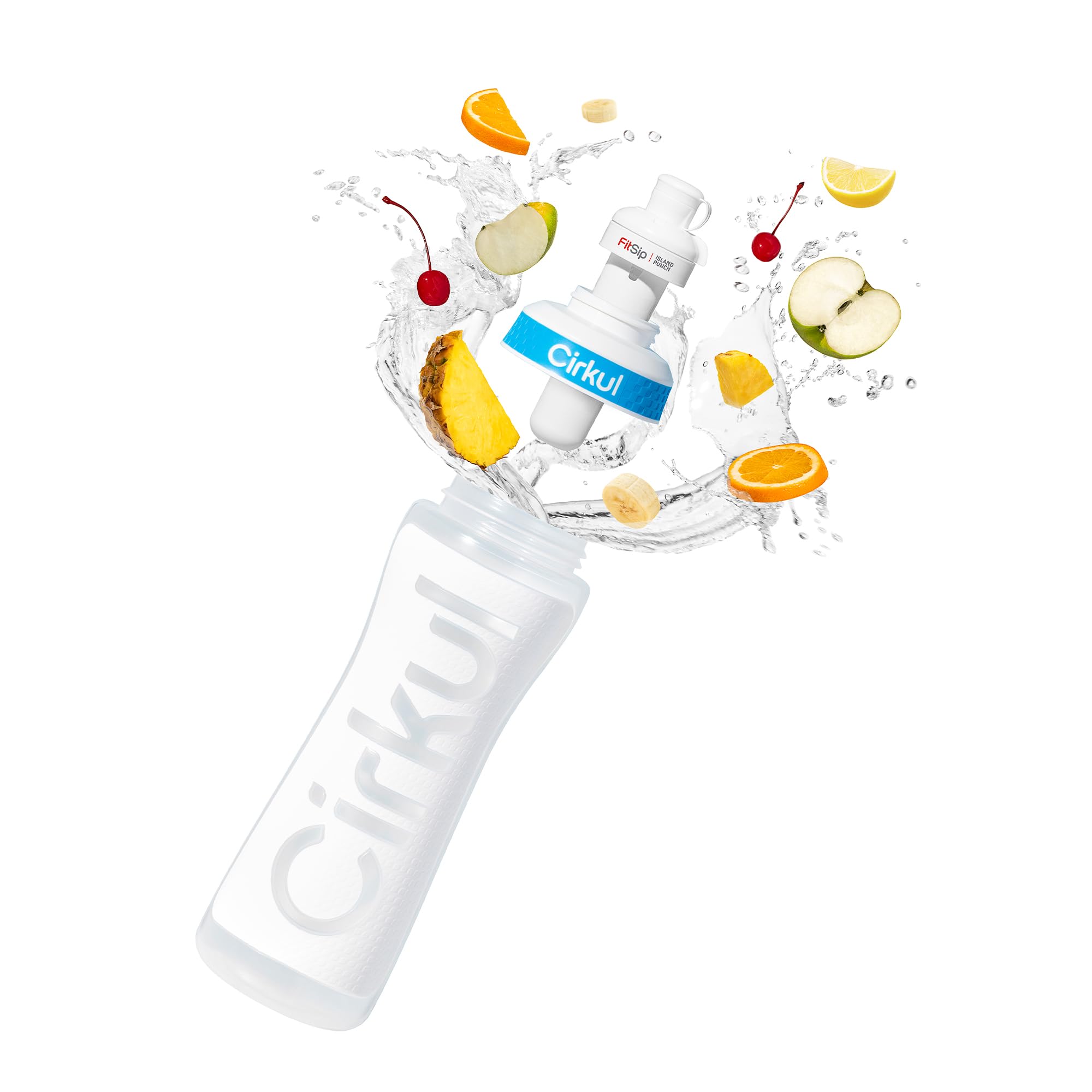 Cirkul 22oz. White Plastic Grip Squeeze Water Bottle & Sport Lid, BPA-Free, Non-Slip Design for Gym, Biking & Sports with Flavor Cartridge Included (