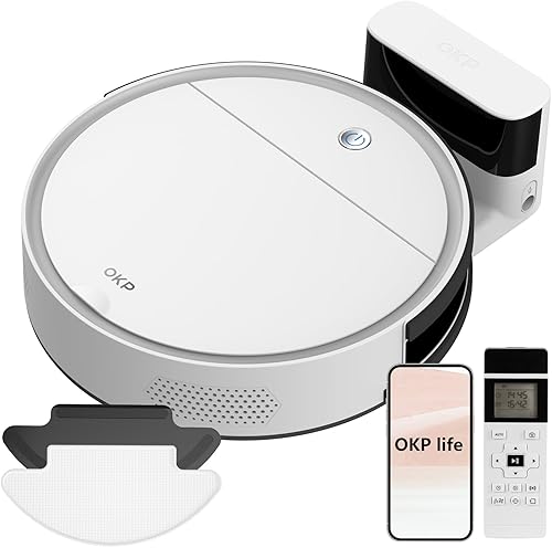 OKP Life Robot aspirador y trapeador combinado con succión de 2500 Pa, robot de aspiradora compatible con AlexaAPPWi-Fi, autocarga súper mini