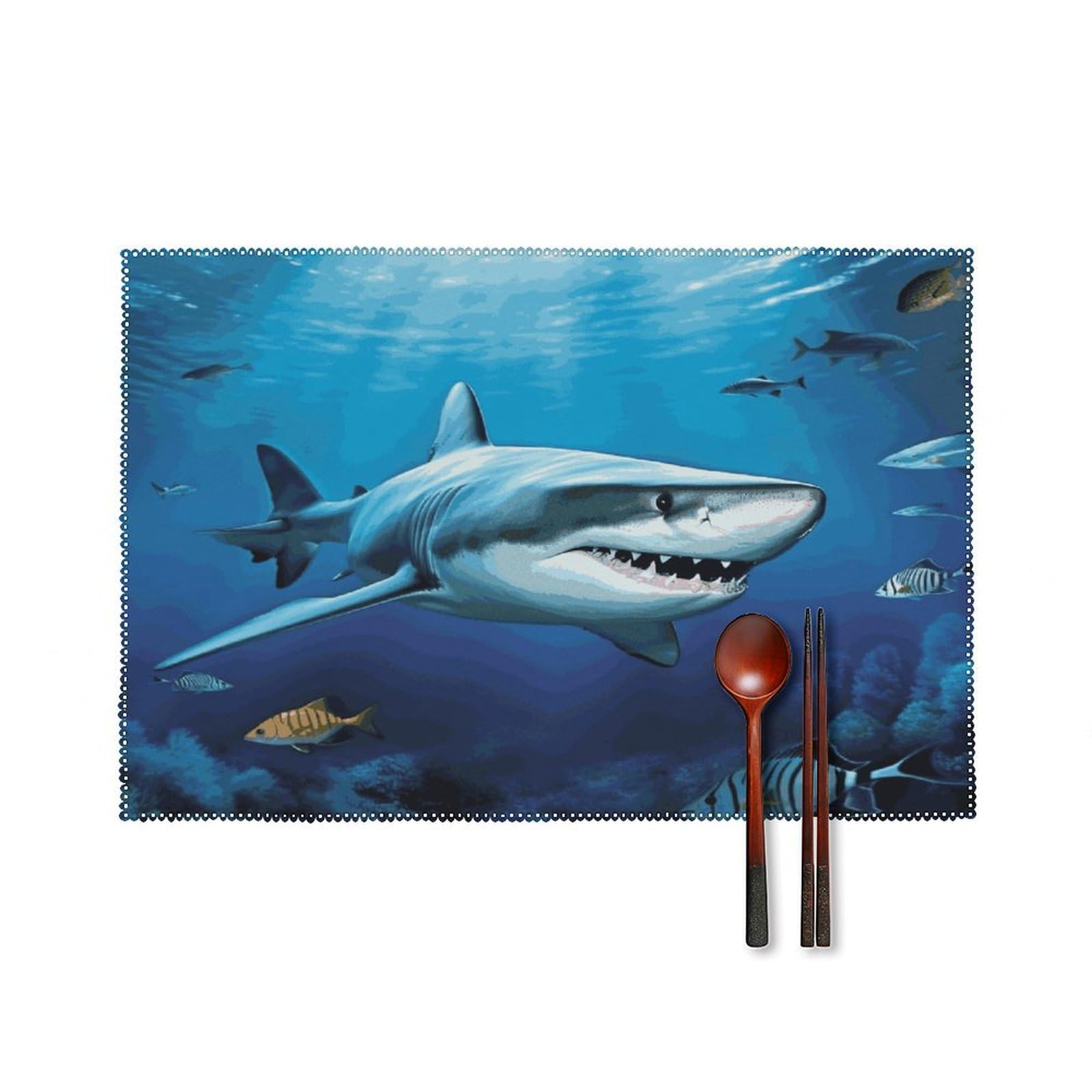 Fekiloot Style Great White Fish Placemats Set Of 6,Table Mat