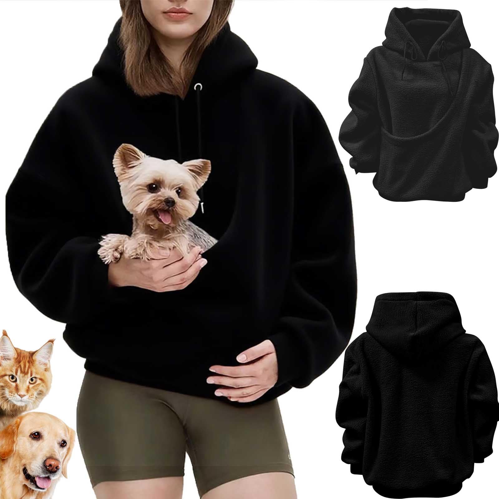 Kokopaws Pet Sling Hoodie, Koko Paws Hoodie Carrier, Ultra Soft Warm Carrier Sweatshirt - Skin-Friendly (Black M)