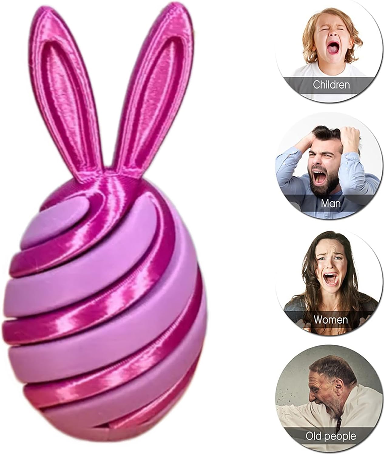 3D Printed Bunny Fidget, 3D Printed Easter Bunny Egg Fidget Toy, 3D Printed Bunny Egg for Relax Anxiety Gift Party Favors