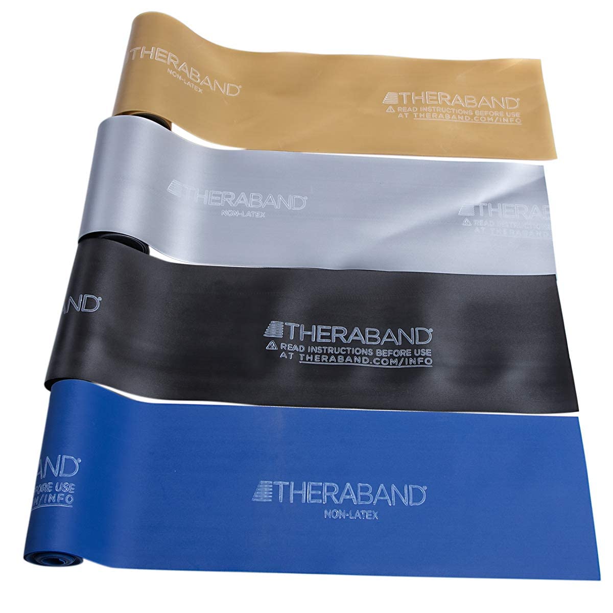THERABAND Professional Non-Latex Band for Upper & Lower Body Exercise Resistance Bands- Set of 4(Blue, Black, Silver, Gold) (B0BQHYS9B3) Amazon Price History, Amazon Price Tracker