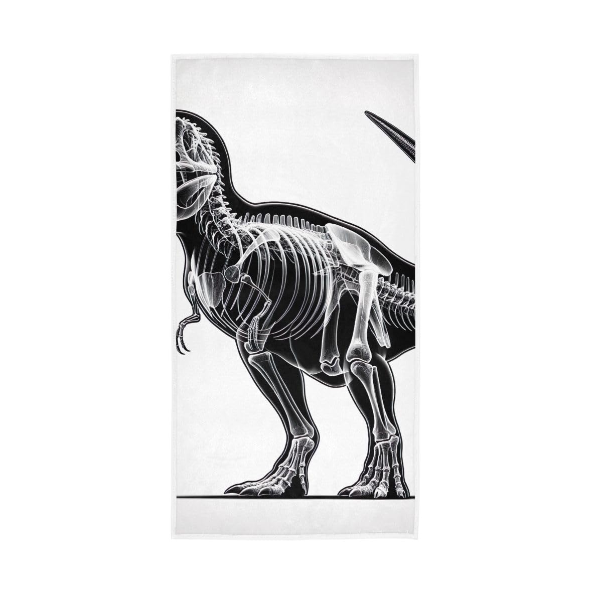 LSRCPD X Ray Dinosaur Hand Towel, 15 x 30 Inches, Soft Highly Absorbent Towels for Bathroom Gym Shower