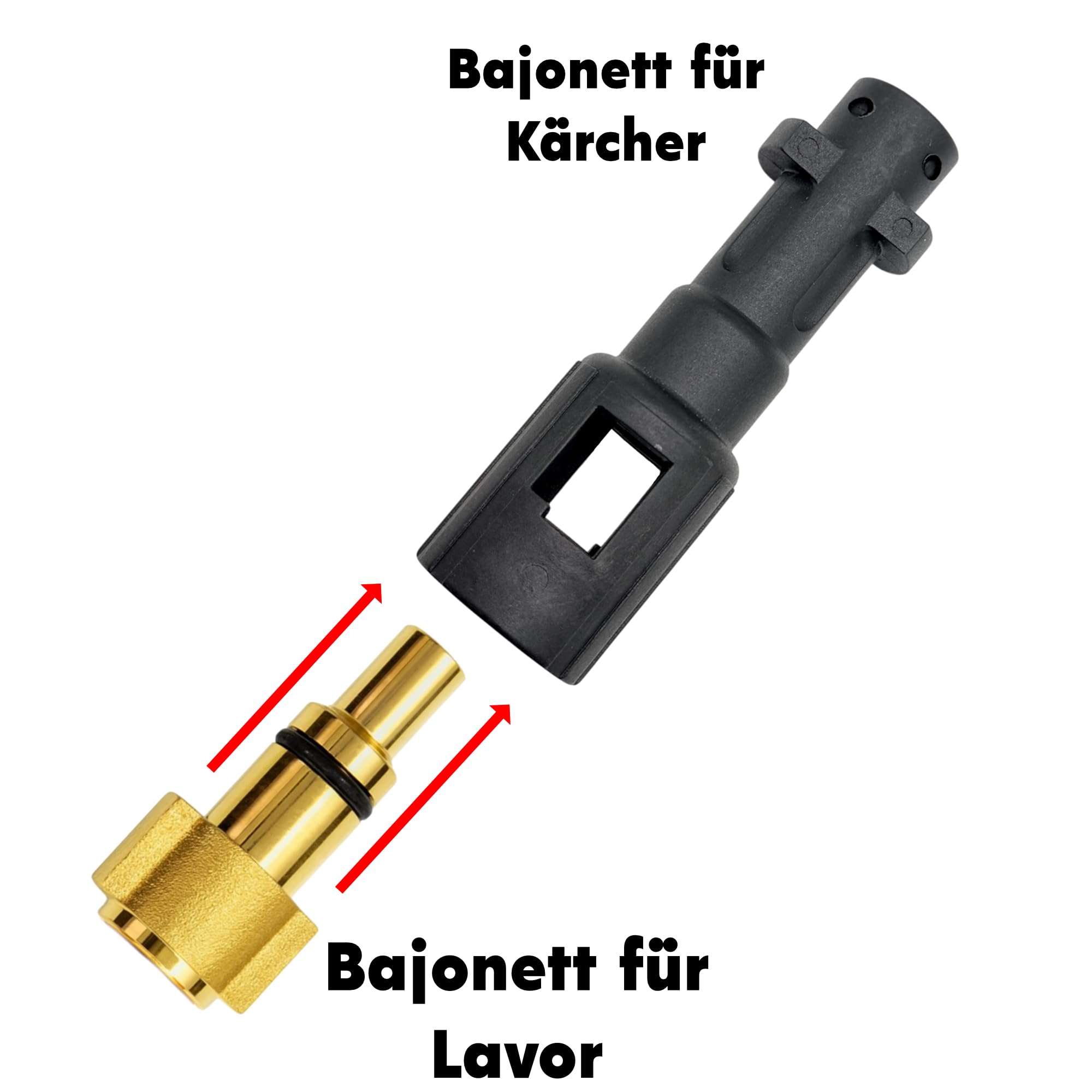 Adapter Lavor auf Kärcher Bajonett für Hochdruckreiniger K2–K7 – Anschlussstück für Lavor-Zubehör an Kärcher Home & Garden Geräten – robuster Kunststoffadapter für Lavor Kew Nilfisk Alto Aufsätze