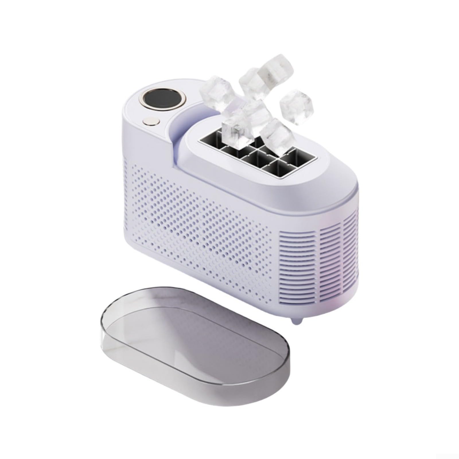 Kleiner Eiswürfelbereiter 12V/230V Tragbar für Auto Wohnmobil Camping Büro Schnell Eisbildung in 10 Min Leise Kompakt mit 0,5L Tank Weiß(Purple)
