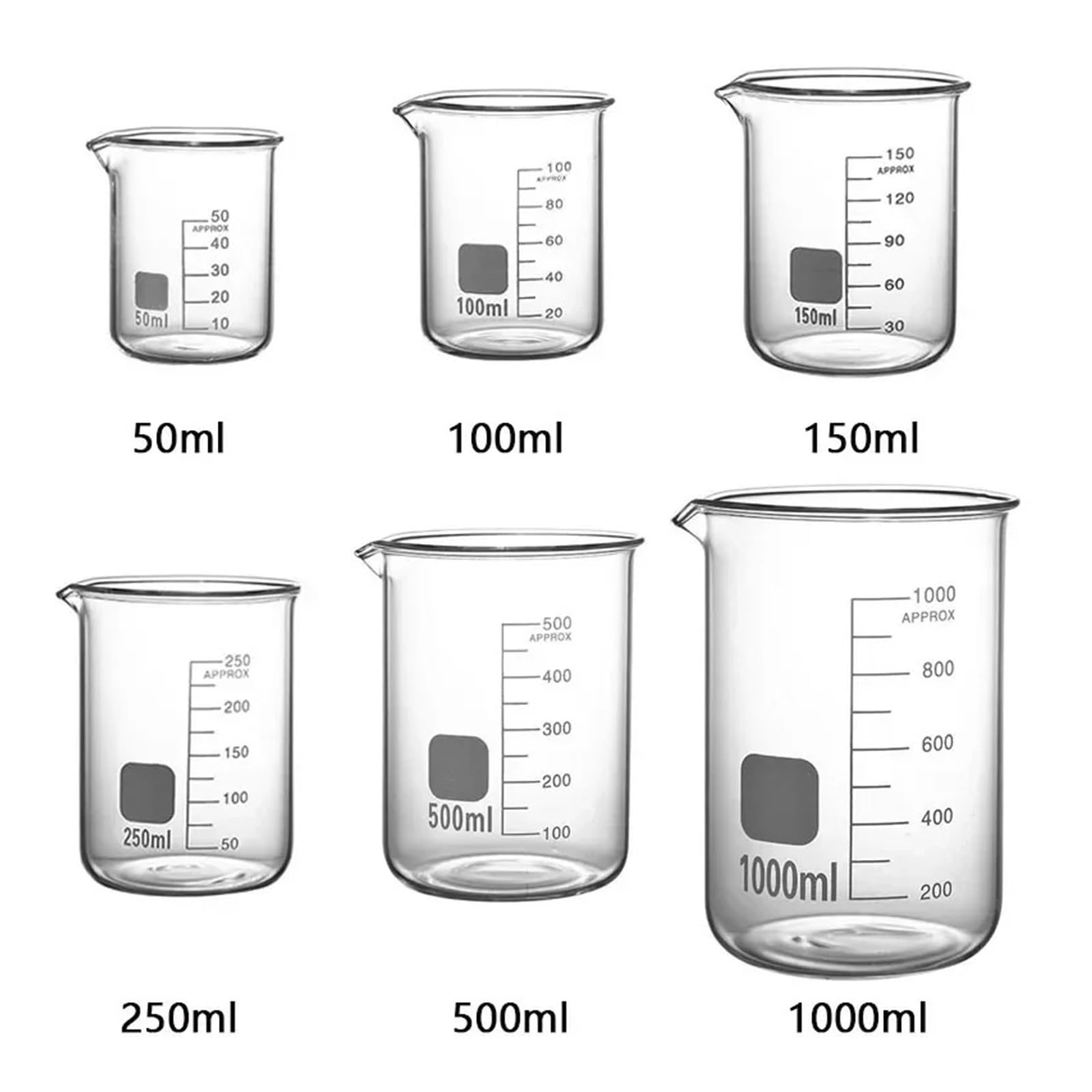 Becher in vetro borosilicato da laboratorio, becher graduati da cucina, misurino in vetro, chimico(500ml)
