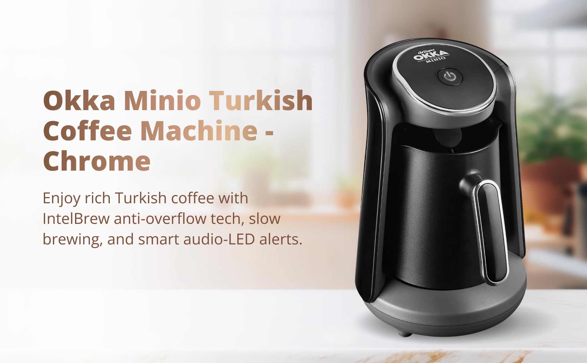 Arzum Okka Minio ekspres do kawy, 1-4 filiżanki (300 ml), system ochrony przed przelaniem, nadający się do prania, akustyczny system ostrzegawczy, 480 W, nagradzany design.
