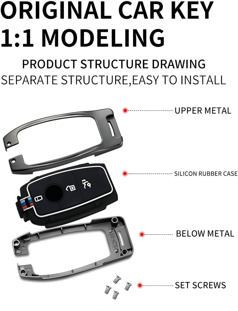 for Mercedes Benz Key Fob Cover Case Metal Shell Smart Key Holder Protector Compatible for E-Class S-Class A-Class C-Class G-Class (BZA-Gray) - Image 6