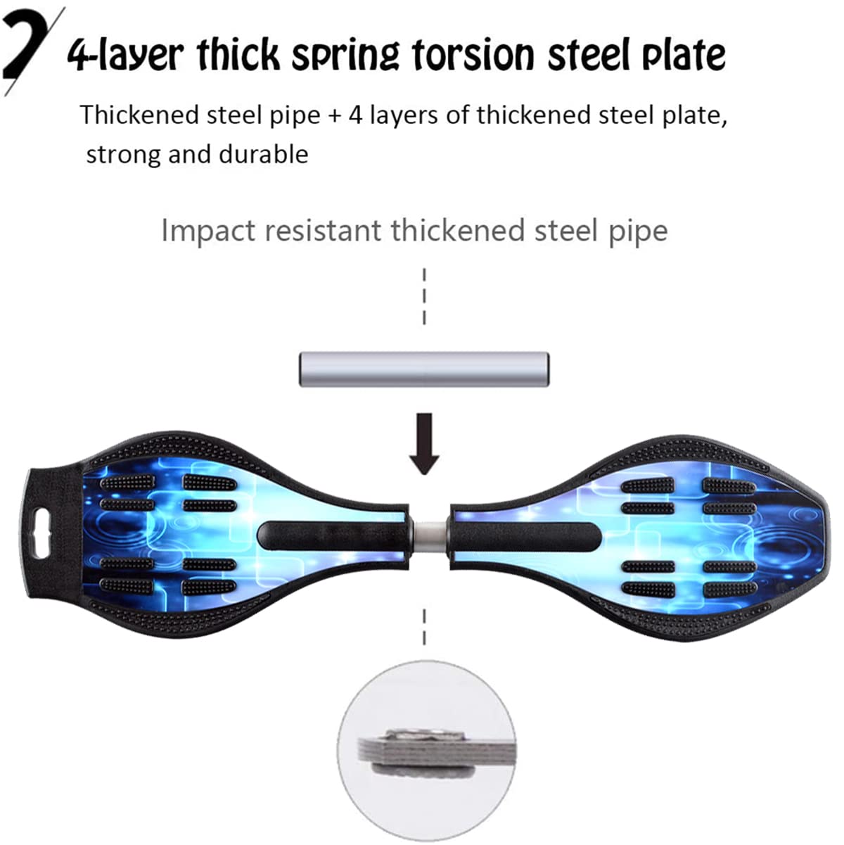 Waveboard per bambini Street Surfen Caster Torsion Skateboard Double Decks Casterboard per Waveboard/Castor Board with Light Up Wheels for Kids/Teens (Blue Dream)