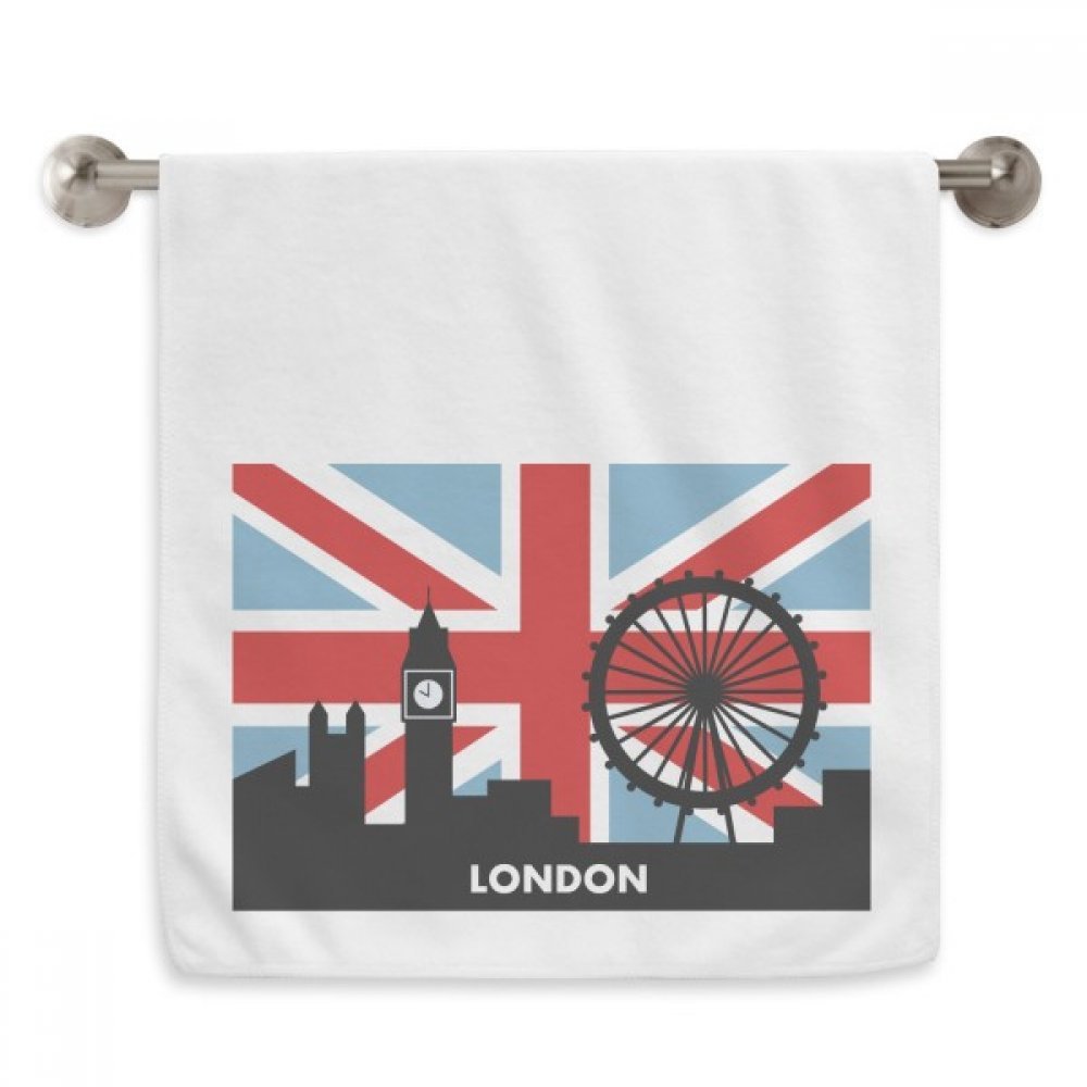 Serviette Big Ben London Eye blanche débarbouillette coton doux Royaume-Uni