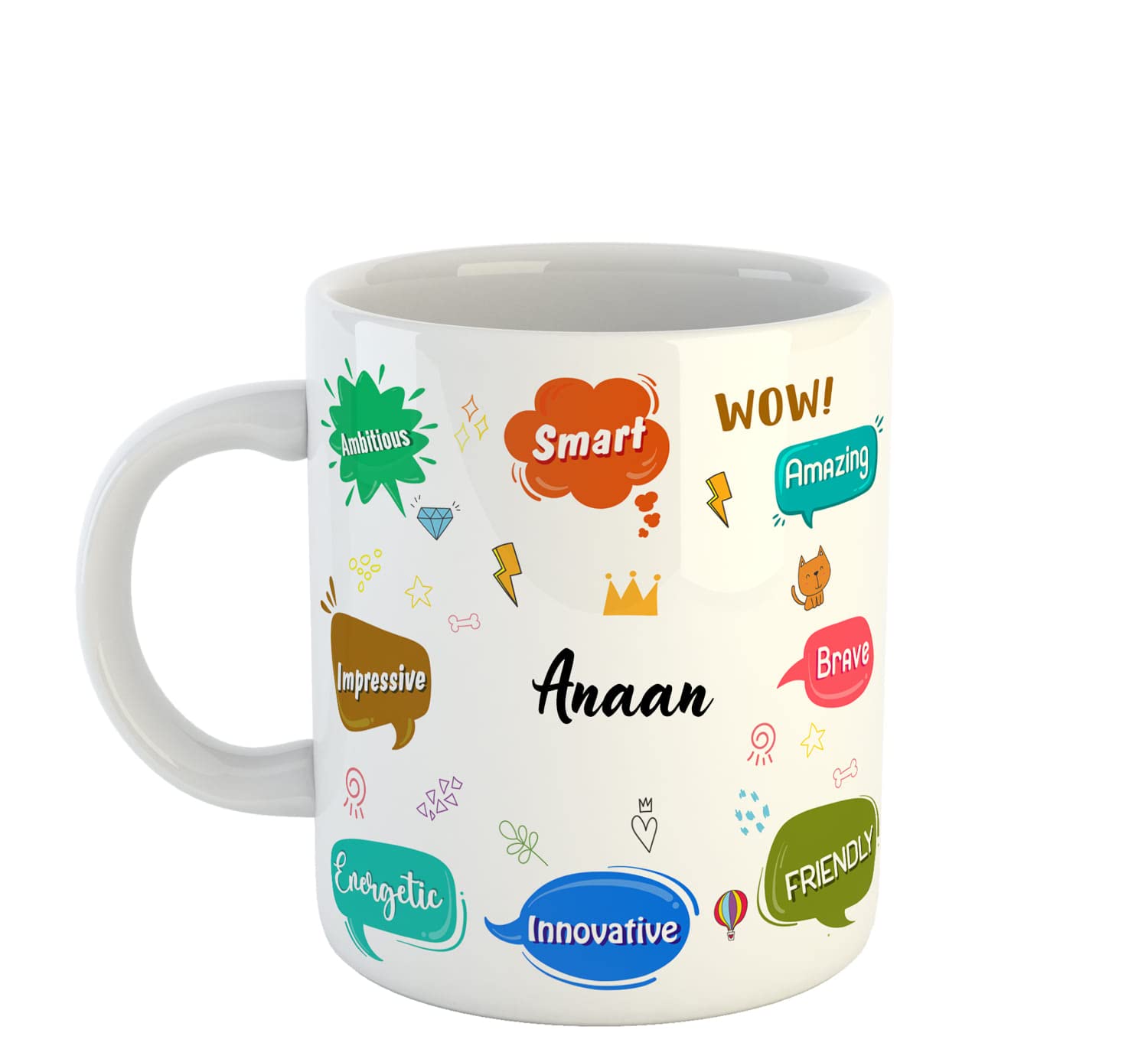 ASHVAH Personalised Anaan Name Coffee Mug for Boys - Best Birthday Gift for Son, Brother, Boyfriend, Husband, Return Gift - Color - White, Name -Anaan