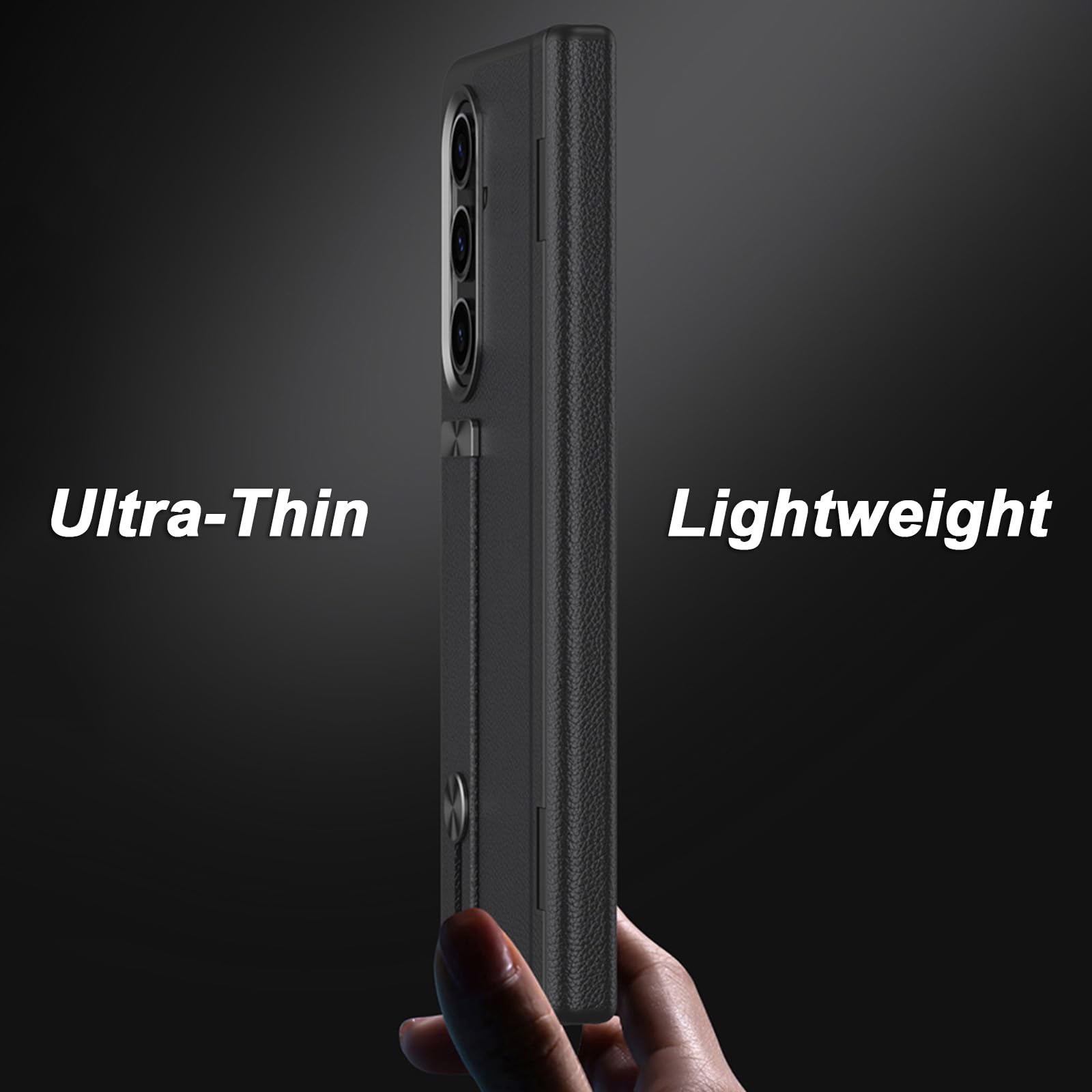 Lederhülle für Samsung Galaxy Z Fold 8 Ultra, mit Metall Objektiv Rahmen | All-inclusive Glas Bildschirm Scharnier Schutzhülle mit Handschlaufe Ständer Handyhülle,Weiß,Fold 8 Ultra