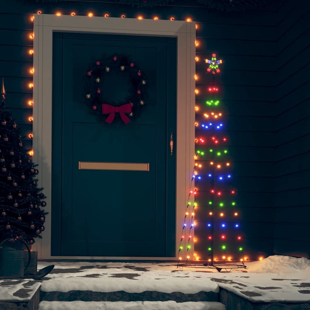 LED Christmas Cone Tree Light with 84 Colorful LEDs Decoration, Outdoor Christmas Decoration for Porch, Yard, Garden, Patio, Backyard, Holiday Seasonal Decoration 19.7"x59.1"
