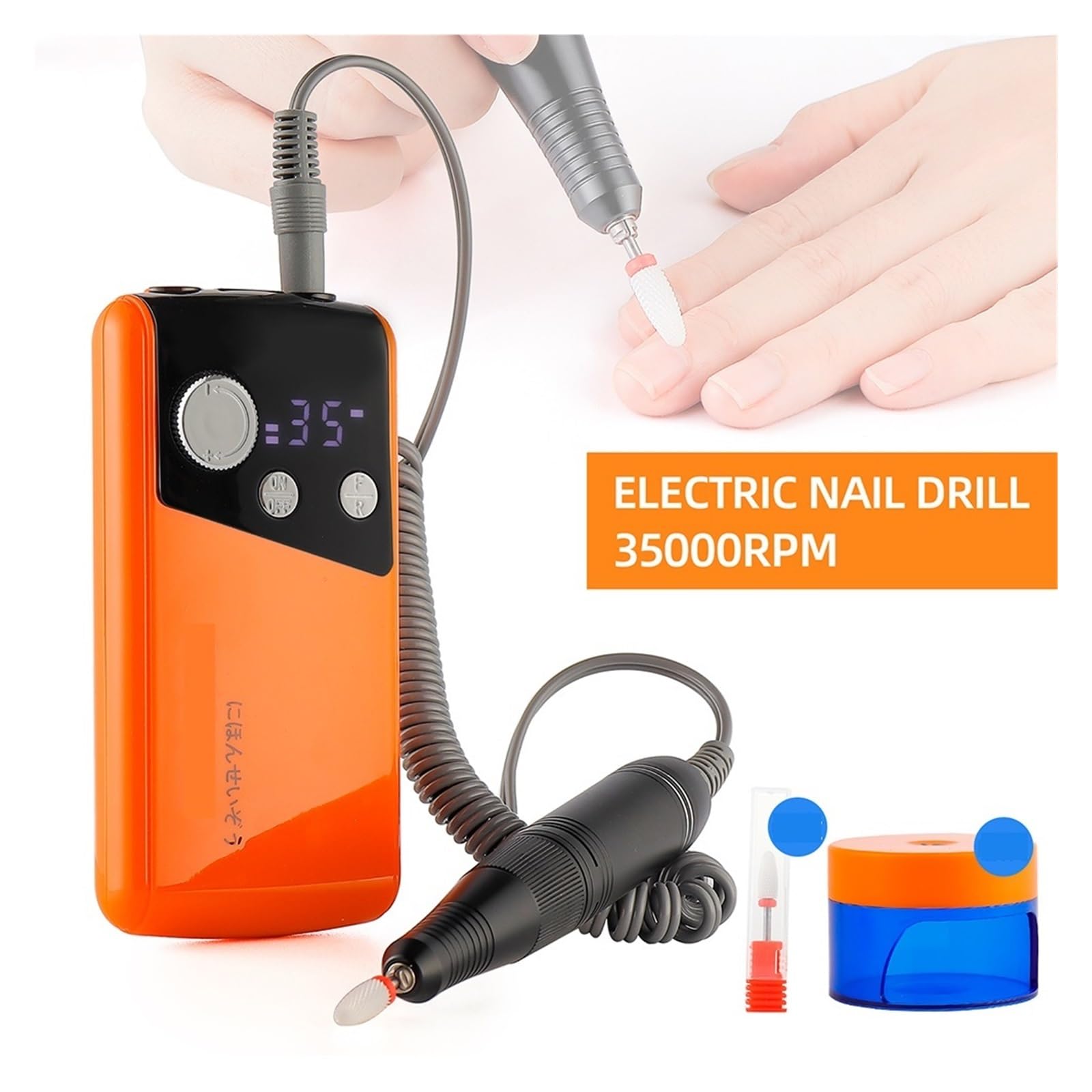 Nagelfräser, 2-in-1-Nagelbohrmaschine mit 35.000 U/min, Nagelpolierer, Schleifmaschine, Maniküre-Bohrmaschine, elektrische Nagelfeile mit Mini-Nageltrockner und Nagellampen(Pink)