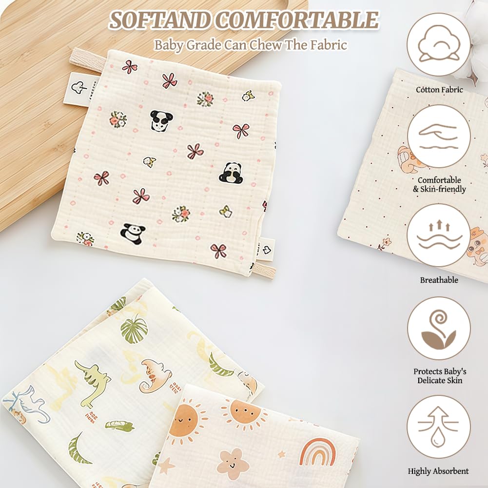 Muselinas Bebe Algodon 60x60cm, 6 Pcs Lactancia Manta Recien Nacidos, Transpirable Cómoda Suave para recién Nacidos bebés, Estampado