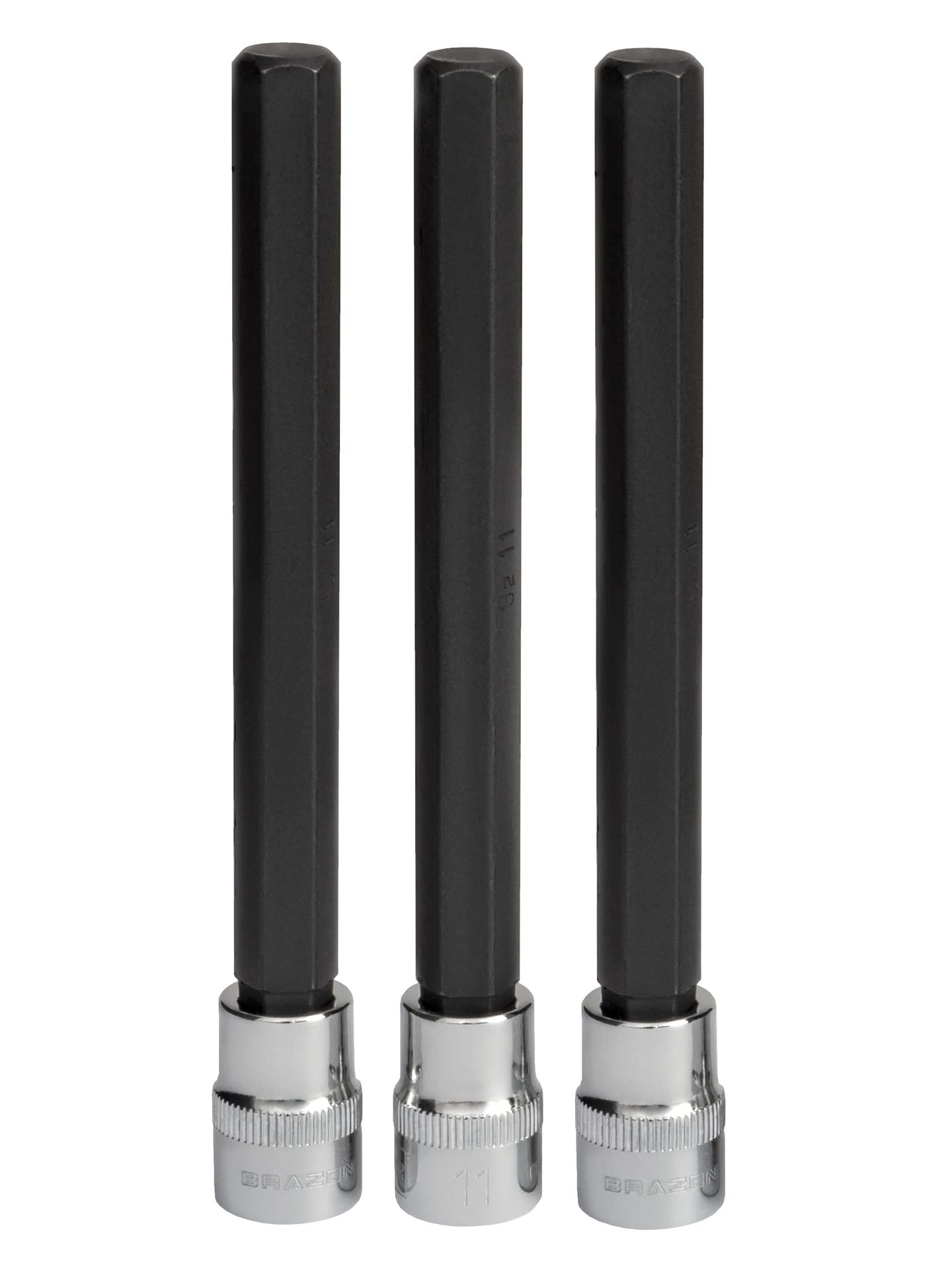 BRAZEN 11mm Hex Bit Socket/Allen Driver Three Pack (3/8" Drive, Long)