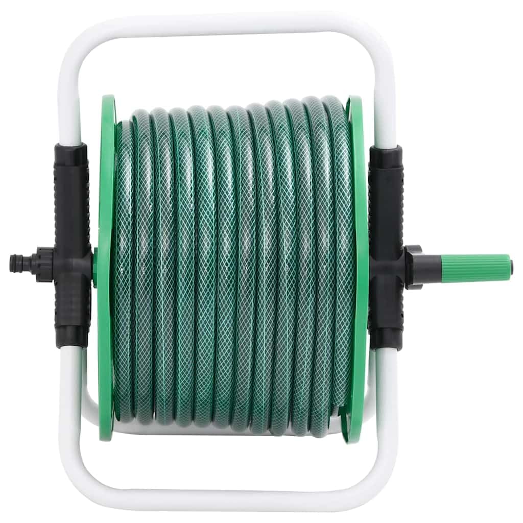 Carrete de Manguera de pie con Set racores PVC Verde 0,75" 20 m,Accesorios de Organización y Almacenamiento de Herramientas,Soporte de Manguera de jardín,6.34kg-3281513