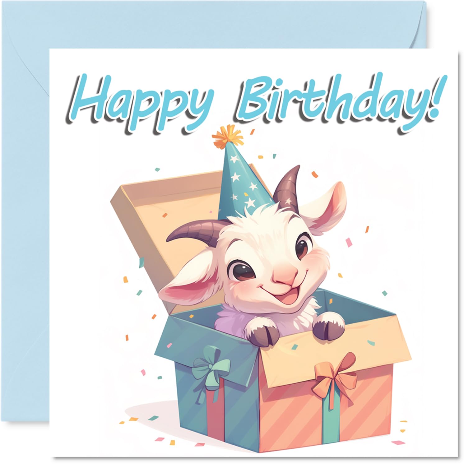 Goat Birthday Cards - Animal Gifts - Happy Birthday Card for Son Daughter Brother Sister Grandson Granddaughter Niece Nephew Cousin, 145mm Bday Greeting Cards