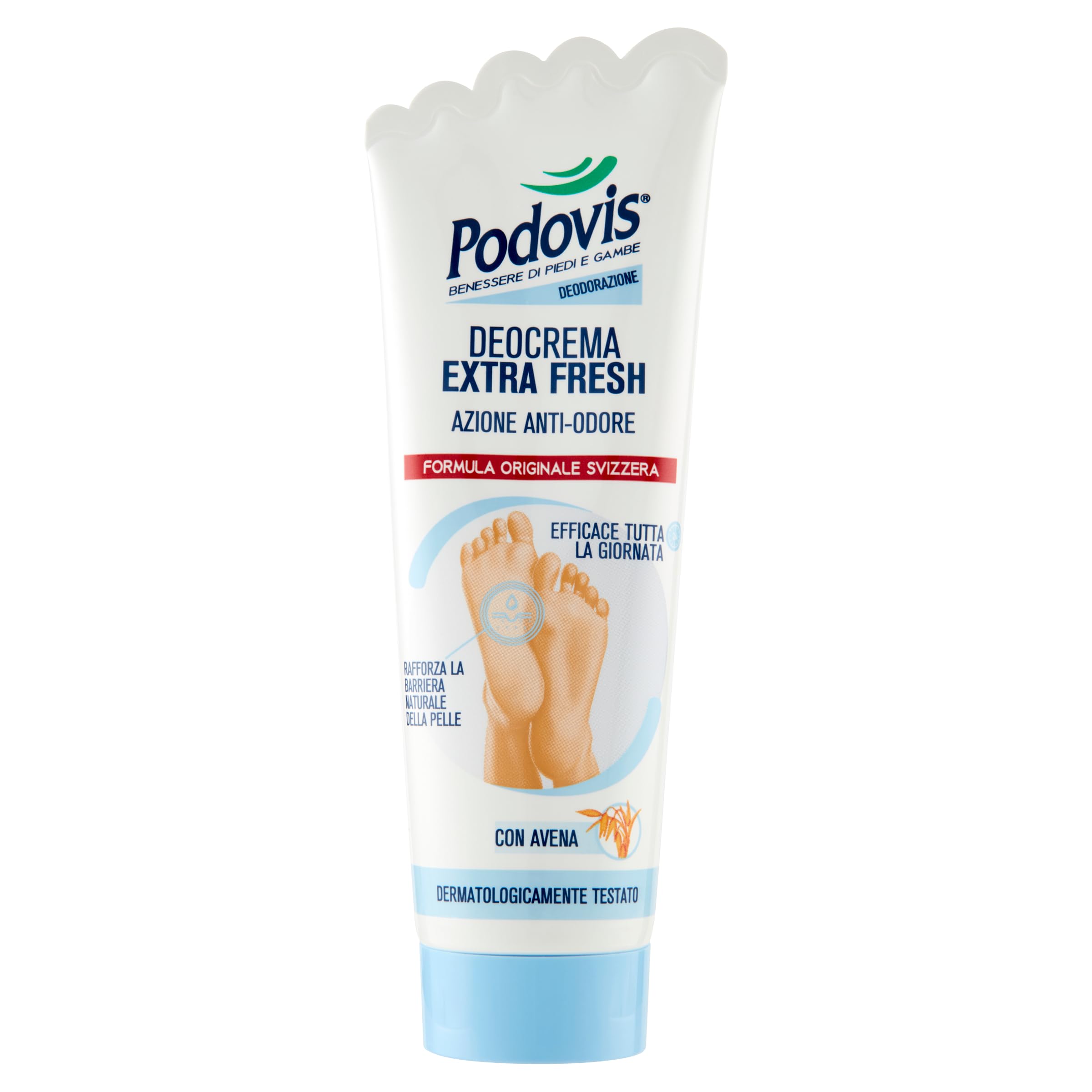 Podovis, Deocrema Extra Fresh - Crema Piedi Antiodore, Effetto Rinfrescante ed Idratante, Combatte i Cattivi Odori, Formula Intelligente con Attivi Probiotici, Senza Siliconi, 100 ml