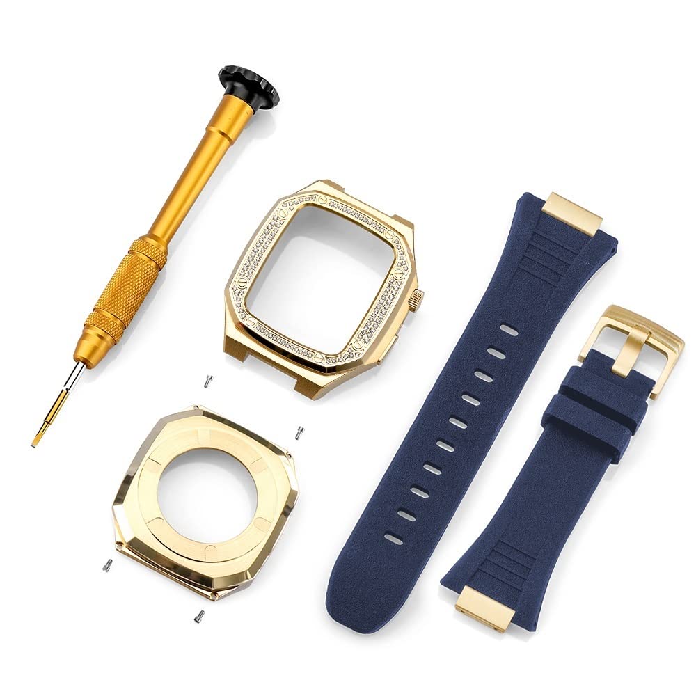 Bracelet caoutchouc Apple Watch 44mm étanche et boîtier acier antichoc iWatch
