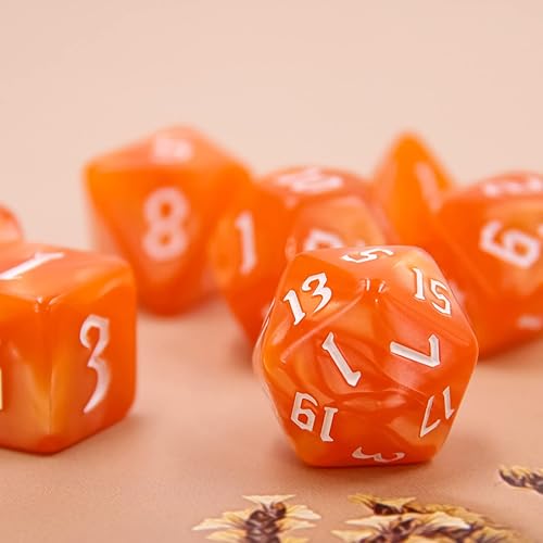 Vista 3 de DND - Juego de dados poliédricos RPG para Calabozos y Dragones (D&D) Pathfinder (naranja)