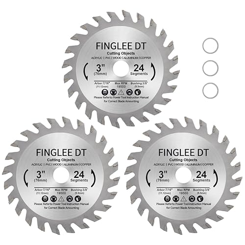Miniatura 7 de FINGLEE DT Hoja de sierra circular de 3 pulgadas, eje de 38 pulgadas, disco de corte TCT de 36 segmentos para objetos compuestos de plástico de