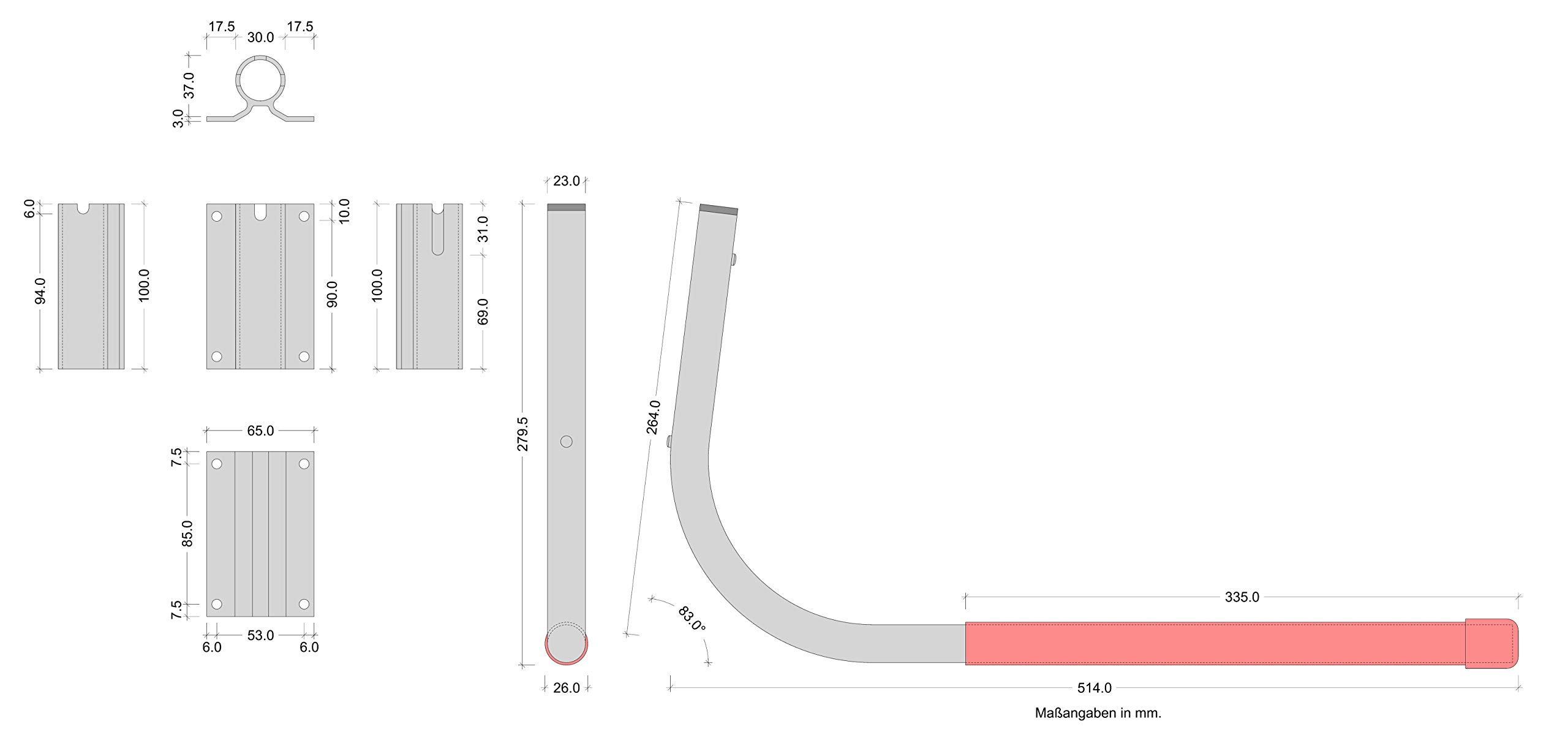 Gedotec Fahrradhalter Wand-Halterung Fahrrad-Haken klappbar gummiert 550 x 270 mm | Tragkraft 30 kg | Fahrrad-Halterung für die Wandmontage | Wandhaken zum Schrauben | 1 Paar - Fahrrad Gerätehalter