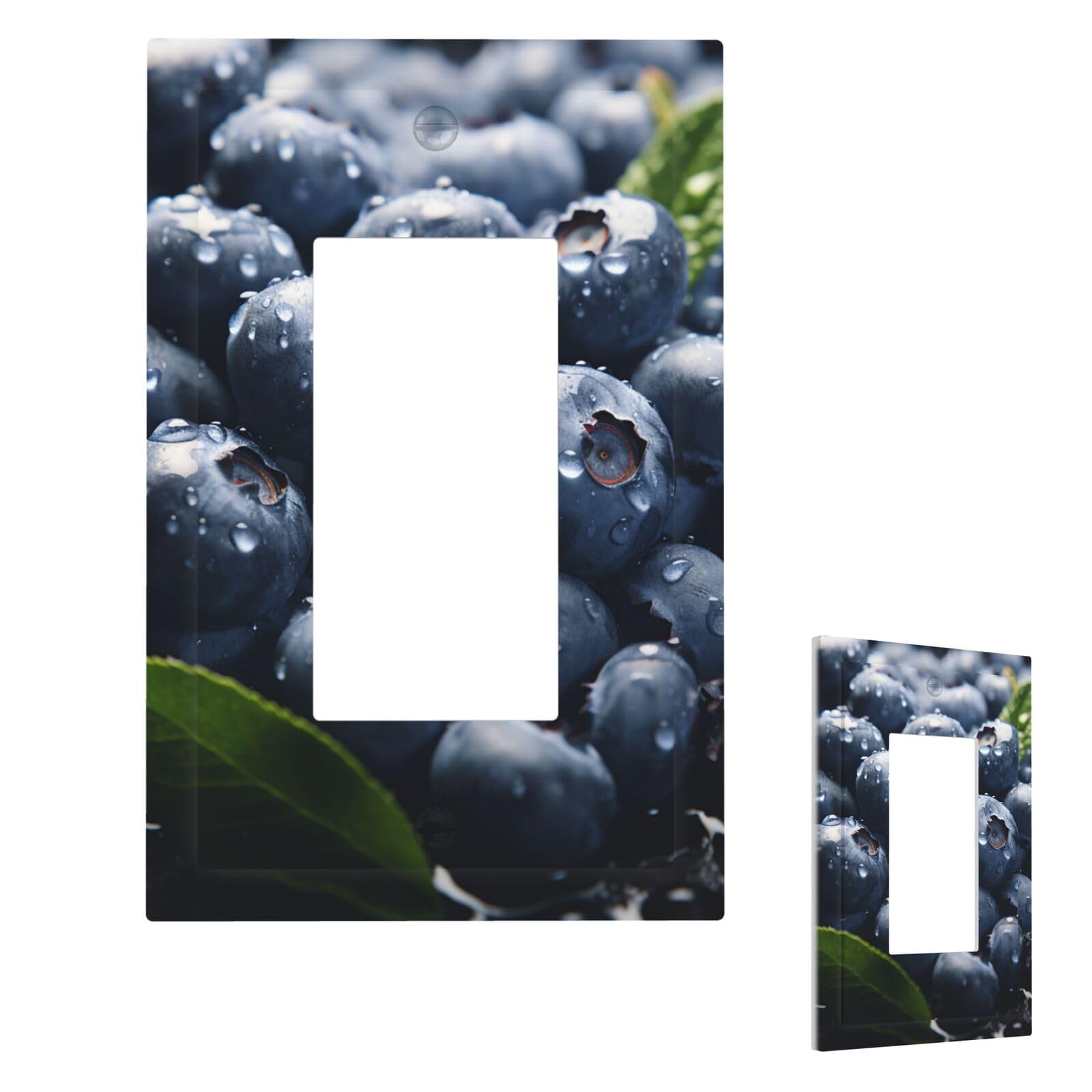 Delicious Blueberry Wall Plate Cover 1 Gang, Modern Decorative Light Switch Cover Unbreakable Receptacle Outlet Covers for Living Room Bedroom Decor
