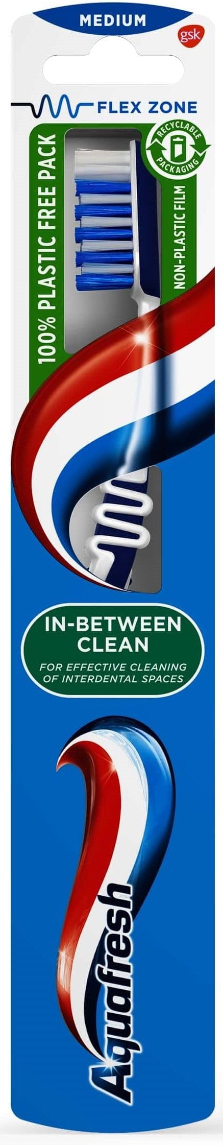 Aquafresh, Toothbrush, Flex Zone, In Between Clean, Medium, Pack of 6
