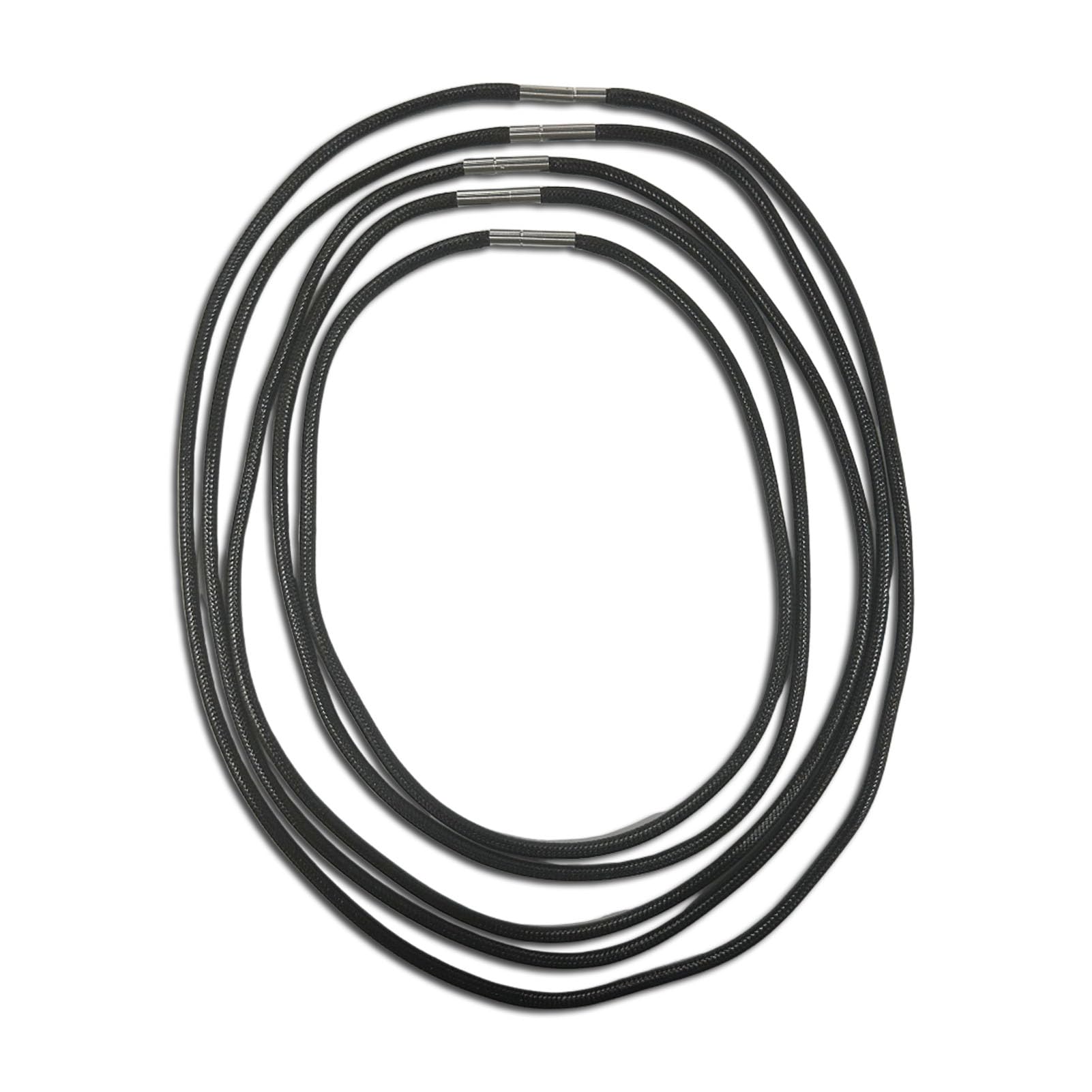 Erioscar 5 Pcs Collar Cordon Cuero para Colgantes, 3 mm de Cadena Cuerda Trenzada Hombre Mujer, 40/45/50/55/60cm de Collar Fino Negro