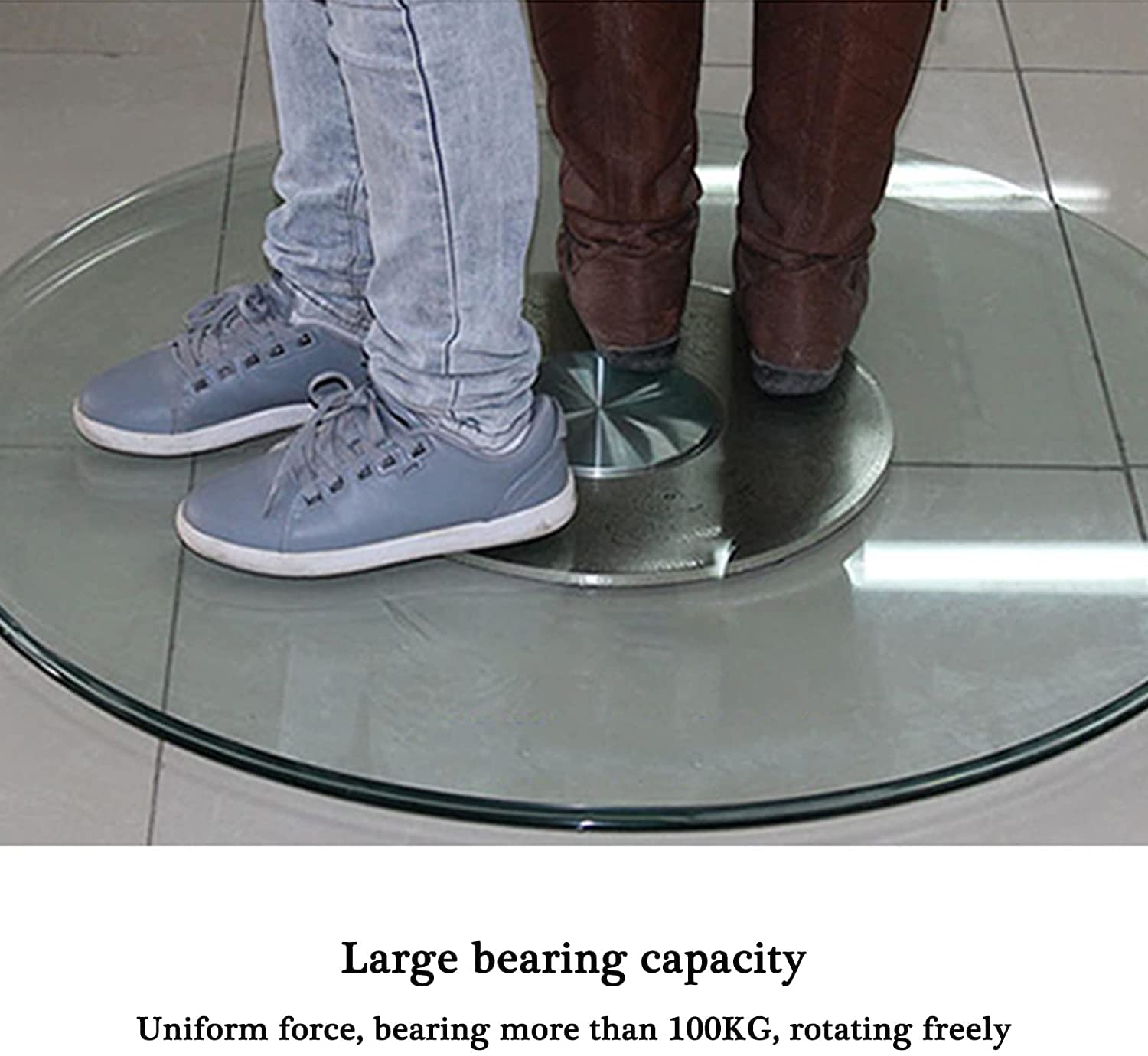 Plateau tournant en verre trempé pour table à manger, grand plateau tournant Lazy Susan, plateau de service rond de 80 cm, verre trempé antidéflagrant, stable et difficile à incliner (12 mm 70 cm