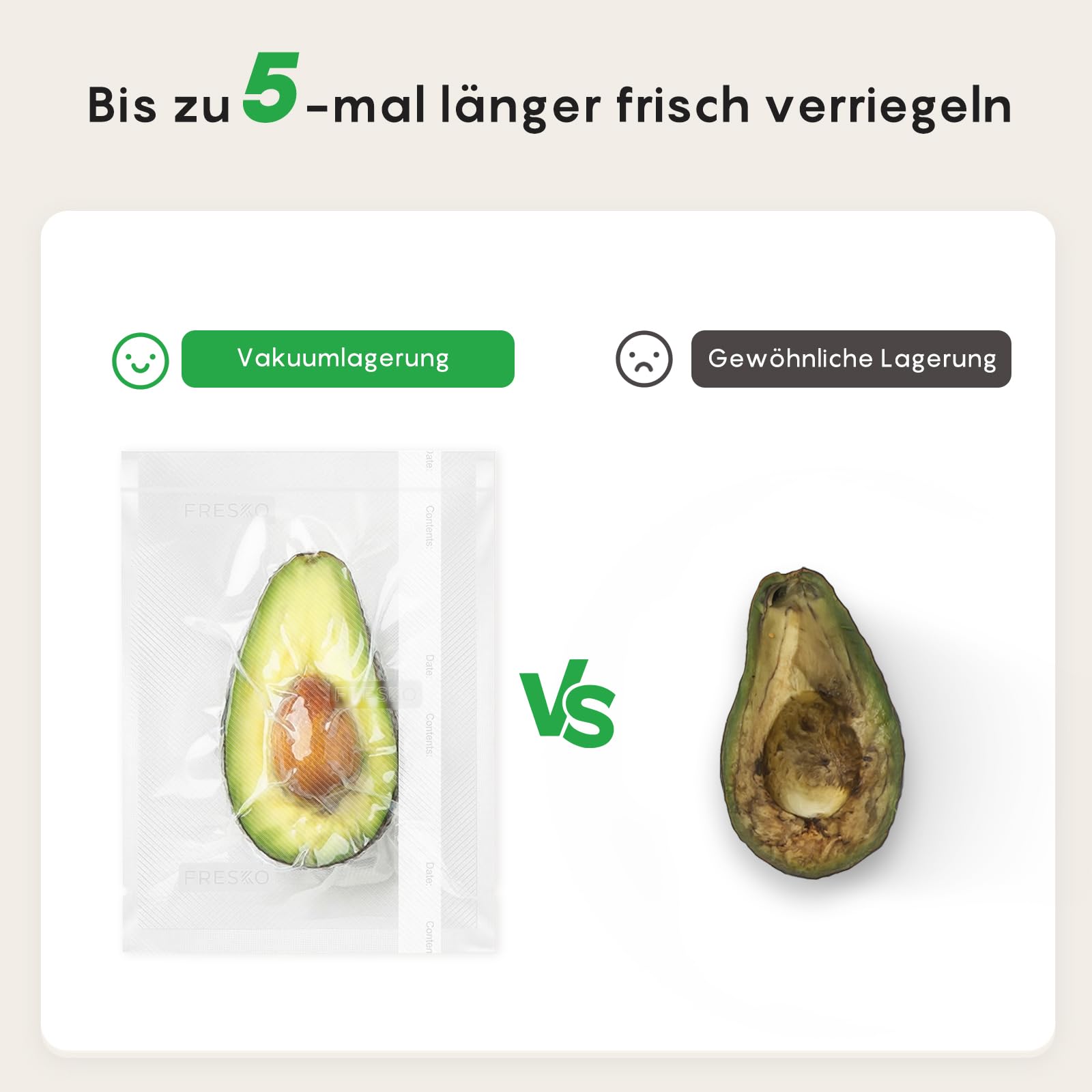 FRESKO V8 Vakuumierer im Bundle + 50 Vakuumierbeuteln 20x30cm | Automatisches Vakuumiergerät mit Trocken-/Feuchterkennung, 95kPa starke Saugleistung, inklusive Beutelschneider und Aufbewahrungsfach |