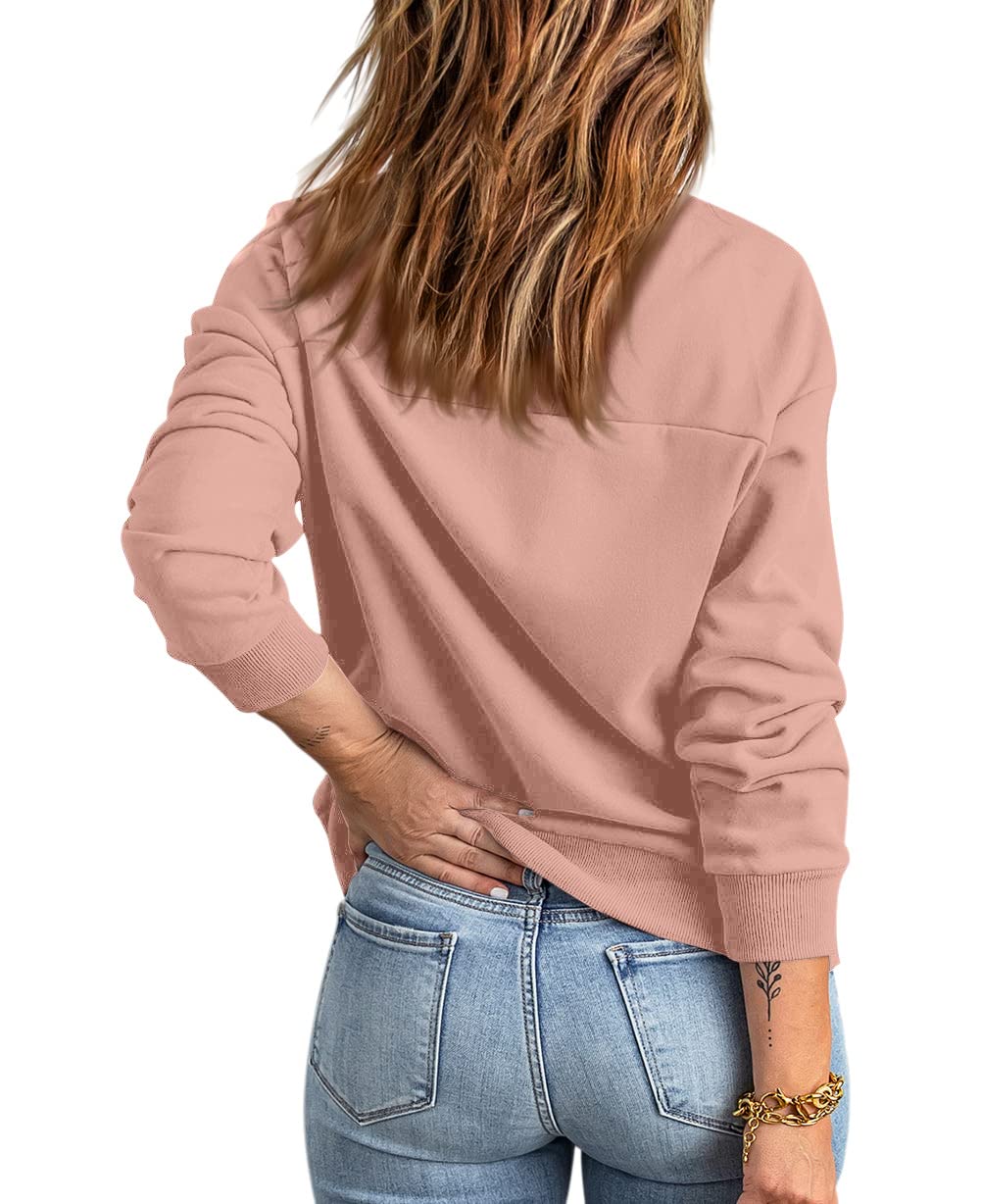 GeGekoko Zip Sweatshirt Damen übergroße Jacket Sweatshirt Einfarbige Loose Langarm Tops Oberteile mit Tasche
