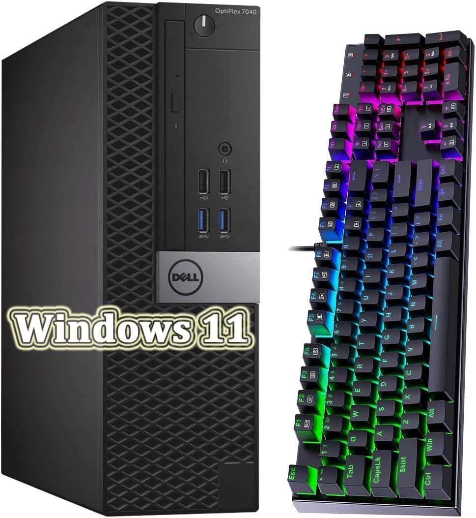 Dell Optiplex 7040 SFF Small Form Factor Desktop, Intel Quad Core i5-6500 3,2 GHz bis zu 3,6 GHz, 8 GB RAM, 256 GB SSD, 4 K Support, QWERTY Keyboard, Win11 Pro (Generalüberholt)