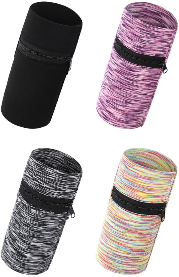 4 PCS Wrist Wallet, Wristband Bag with Zipper for Women Men, Elasticity Wrist Card Holder Sports