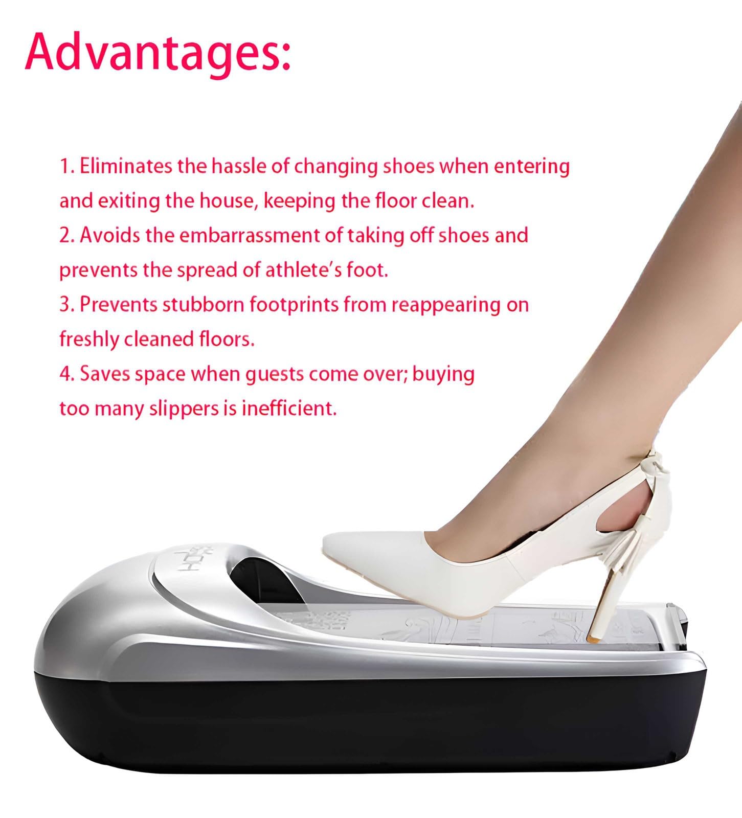 Dispensador de Cubrezapatos Desechables con Pedal y 3 Rollos de PelíCula. MáQuina AutomáTica PortáTil para Fabricar Cubrezapatos