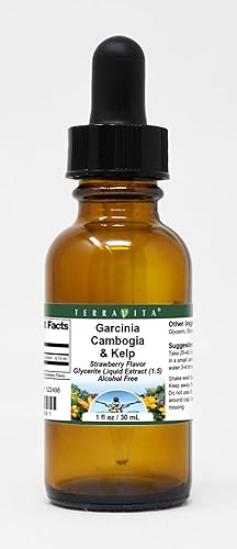 TerraVita Garcinia Cambogia & Kelp Glicerita Extracto Líquido (15) - Sabor Fresa (1 oz, ZIN 522498)