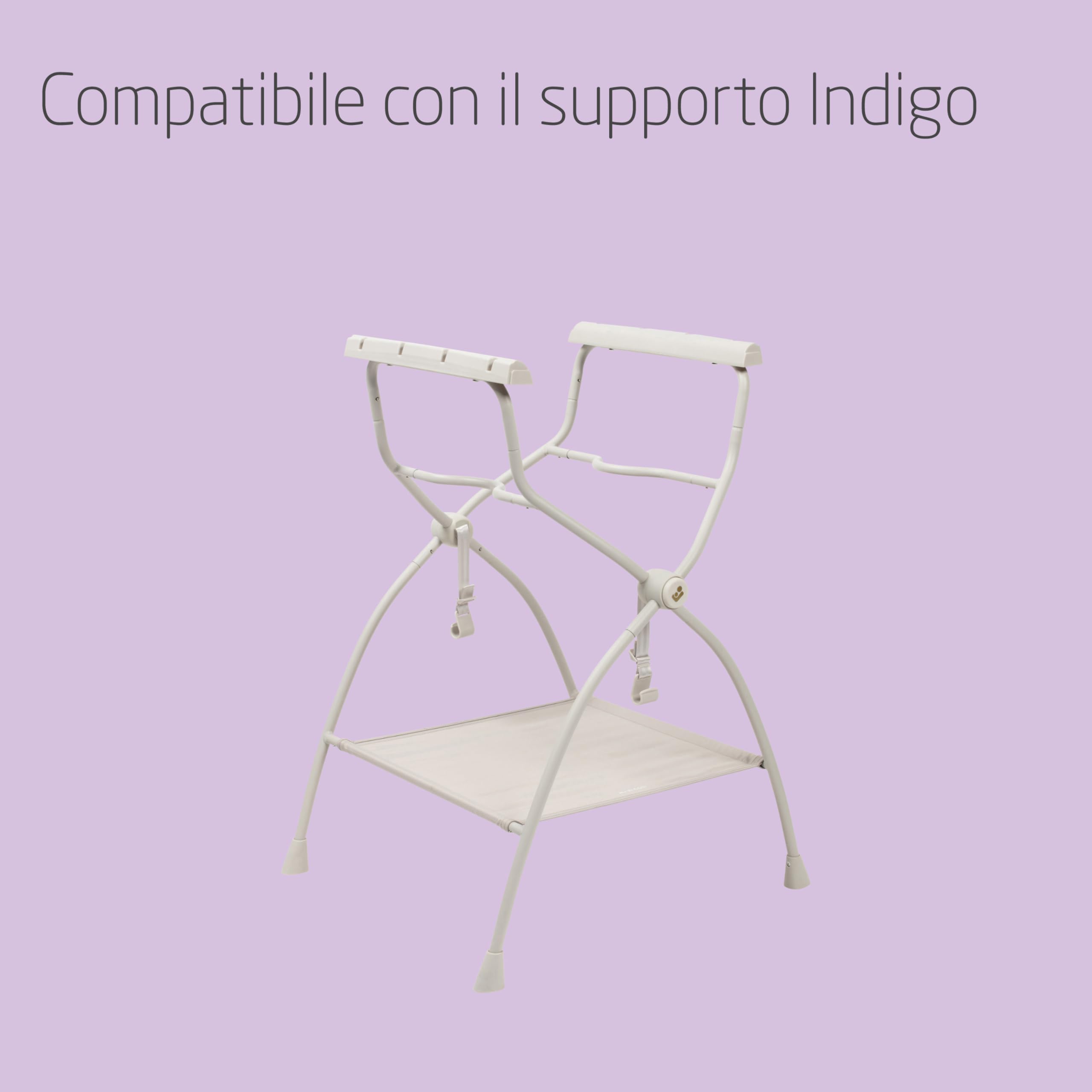 Maxi-Cosi Indigo Vaschetta Bagnetto Neonato Pieghevole, Bagnetto Bambini 0-4 Anni, Termometro HighSense Integrato, Anti-scivolo, Vaschetta Bagnetto Neonato da Viaggio, Chiusura Compatta, Sage Green
