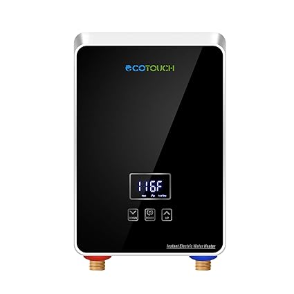 Tankless Water Heater Electric 240V, On Demand Instant Hot Water Heater Digital Display 5.5kW,Overheating Protection, Black