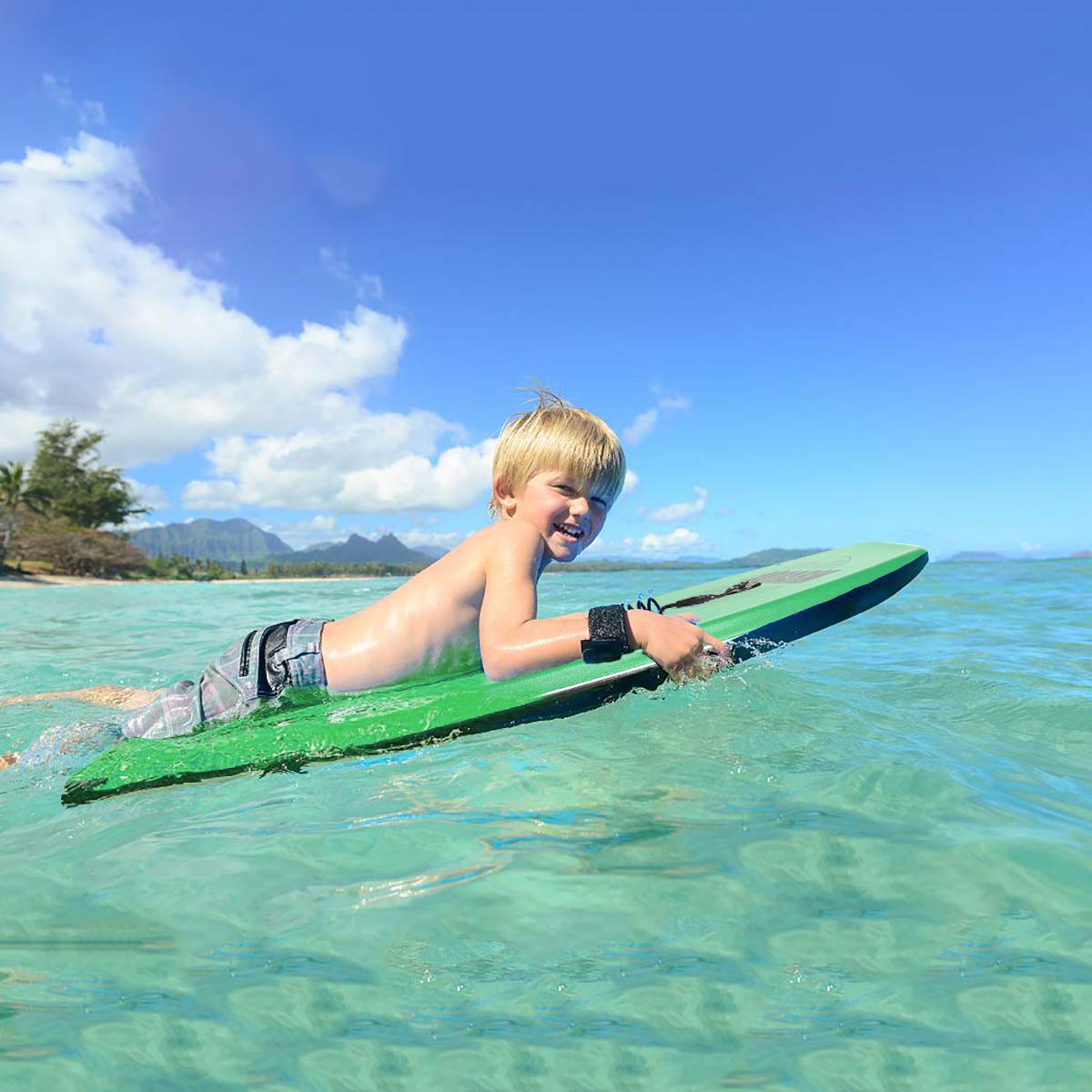 Bodyboard 83.8 cm Verde para Surf | Núcleo EPS ligero, parte inferior lisa de alta velocidad, incluye correa de muñeca, para niños, adolescentes y adultos