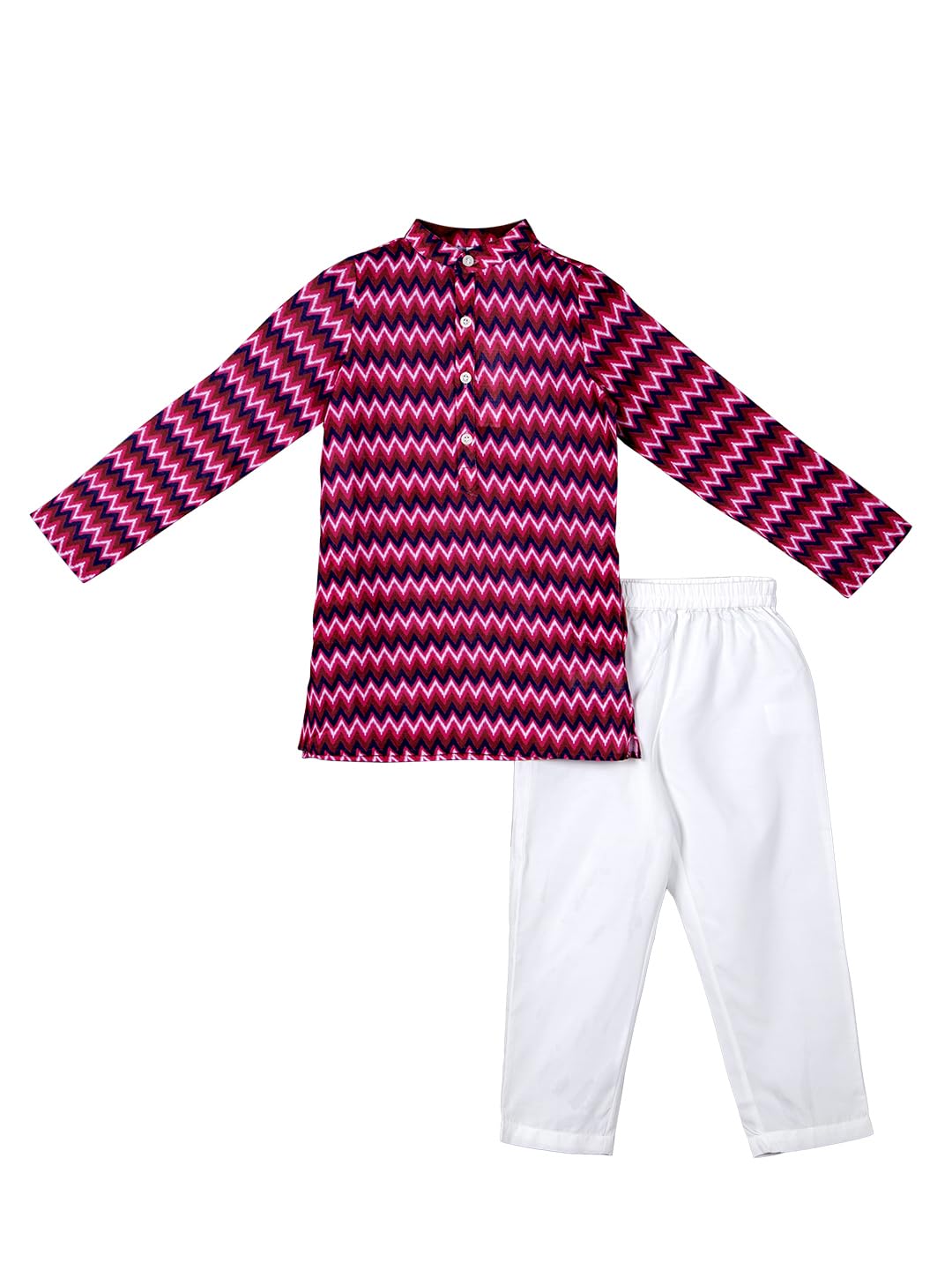 Naughty Ninos Boys Chevron Printed Slub Kurta And White Pyjama Set (Nn00019Eth_11-12 Years)